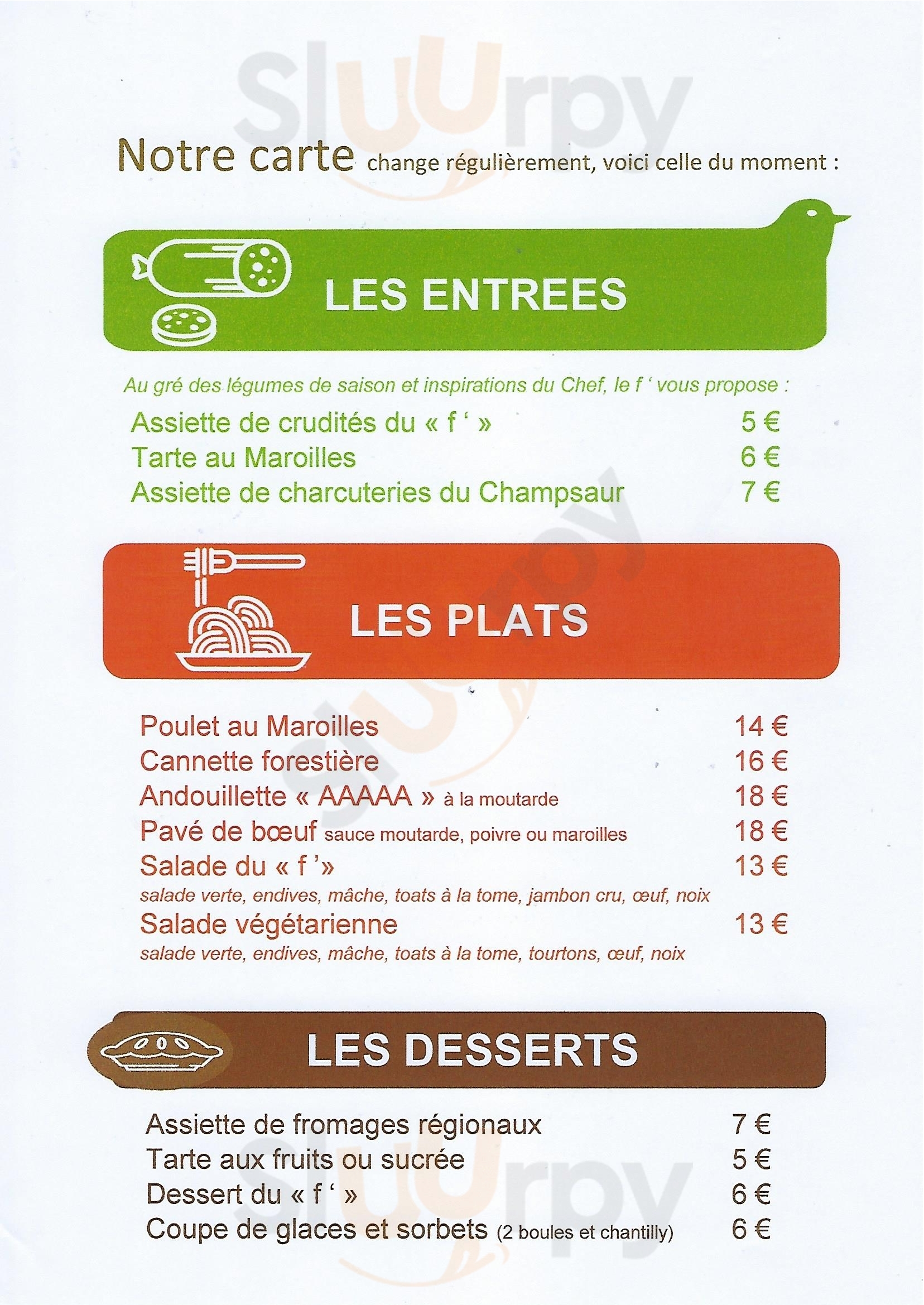 Les Fauvettes Saint-Leger-les-Melezes Menu - 1