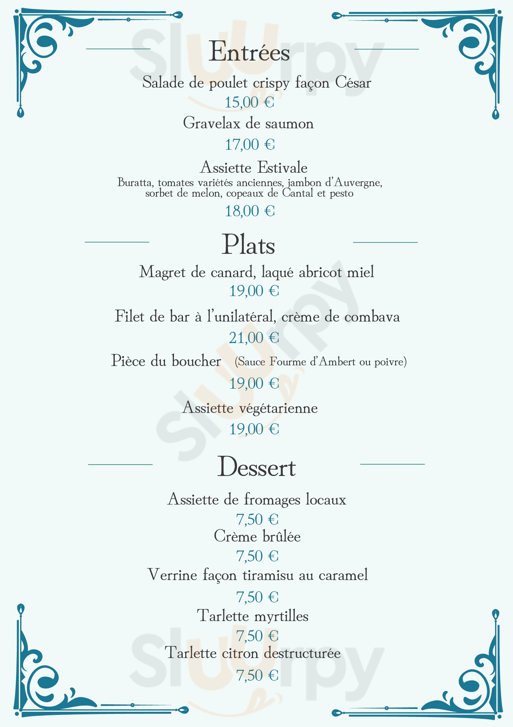 Poste Restaurant Pontgibaud Menu - 1