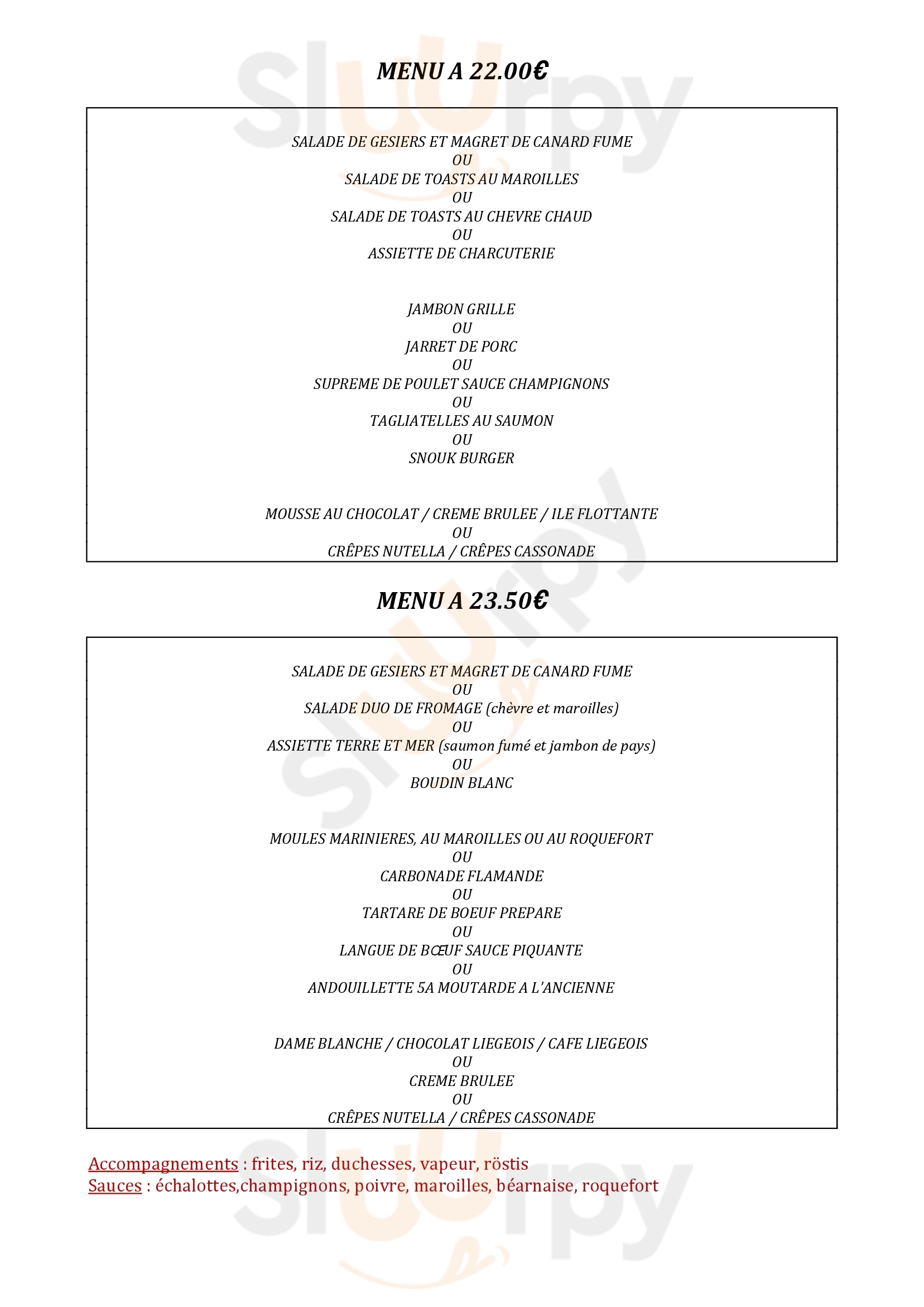 Main Menu - Auberge Du Snouk