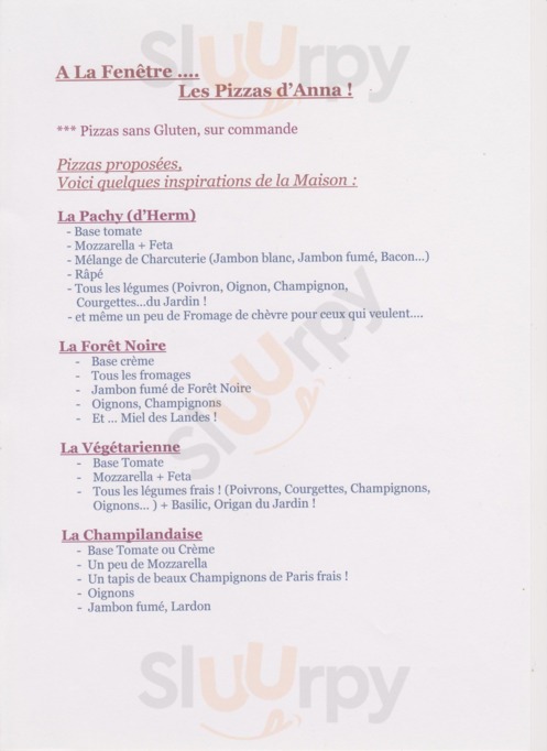 A La Fenêtre. Les Pizzas D'anna à Herm
