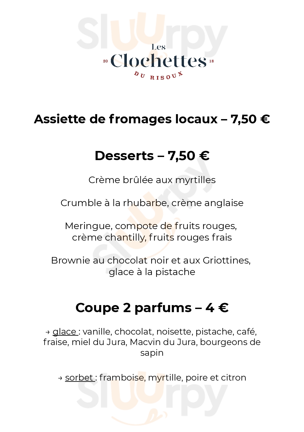 Les Clochettes Du Risoux Chapelle-des-Bois Menu - 1