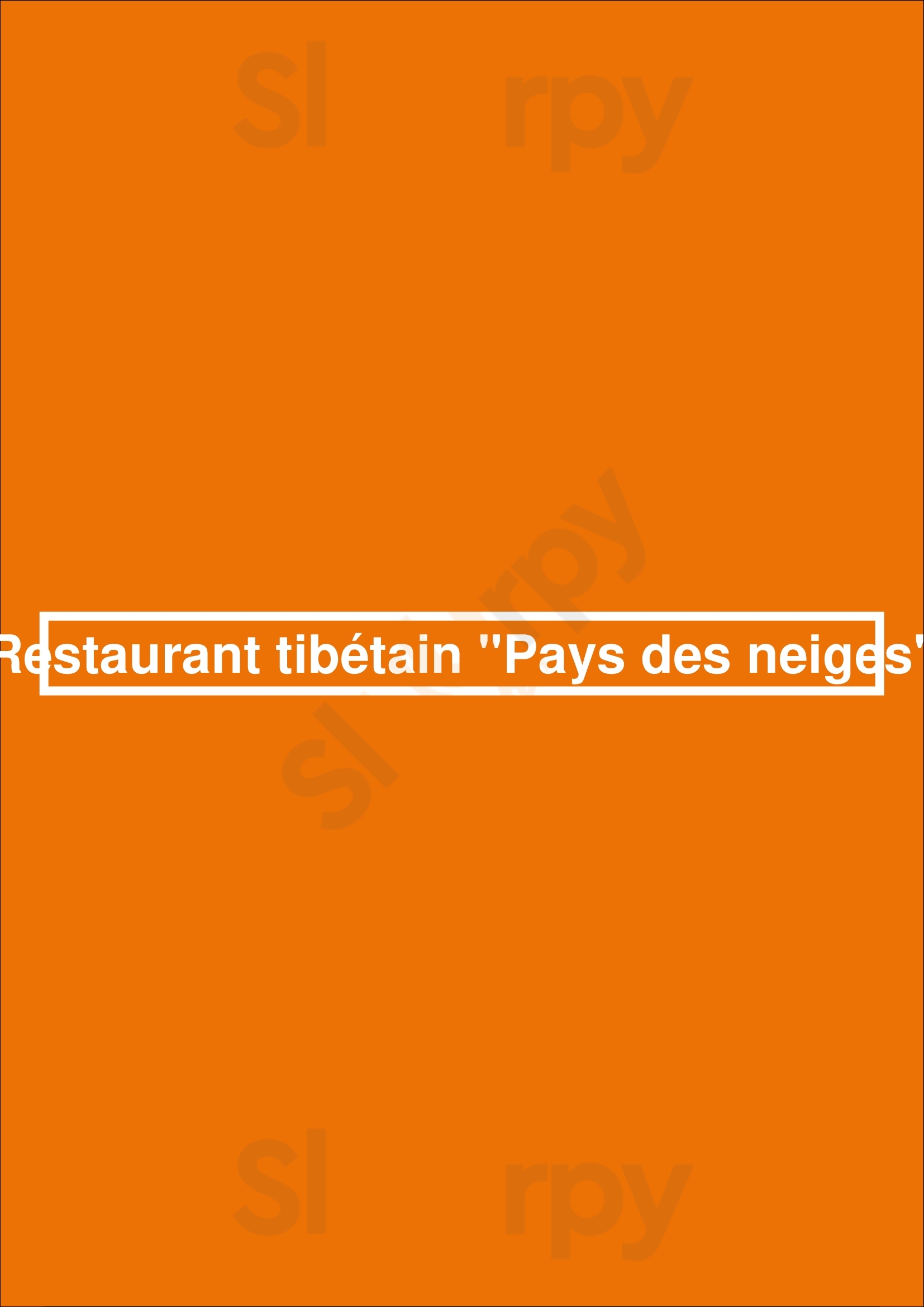 Restaurant Tibétain "pays Des Neiges" Paris Menu - 1