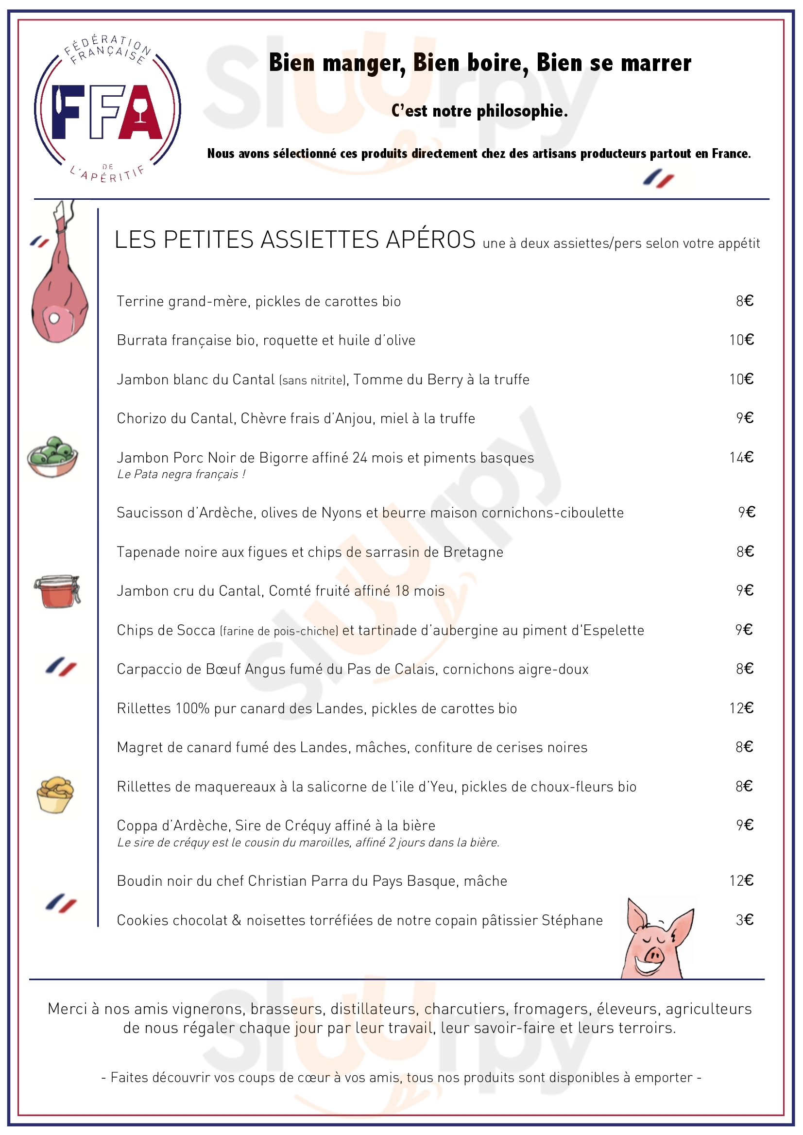 Fédération Française De L'apéritif Paris Menu - 1