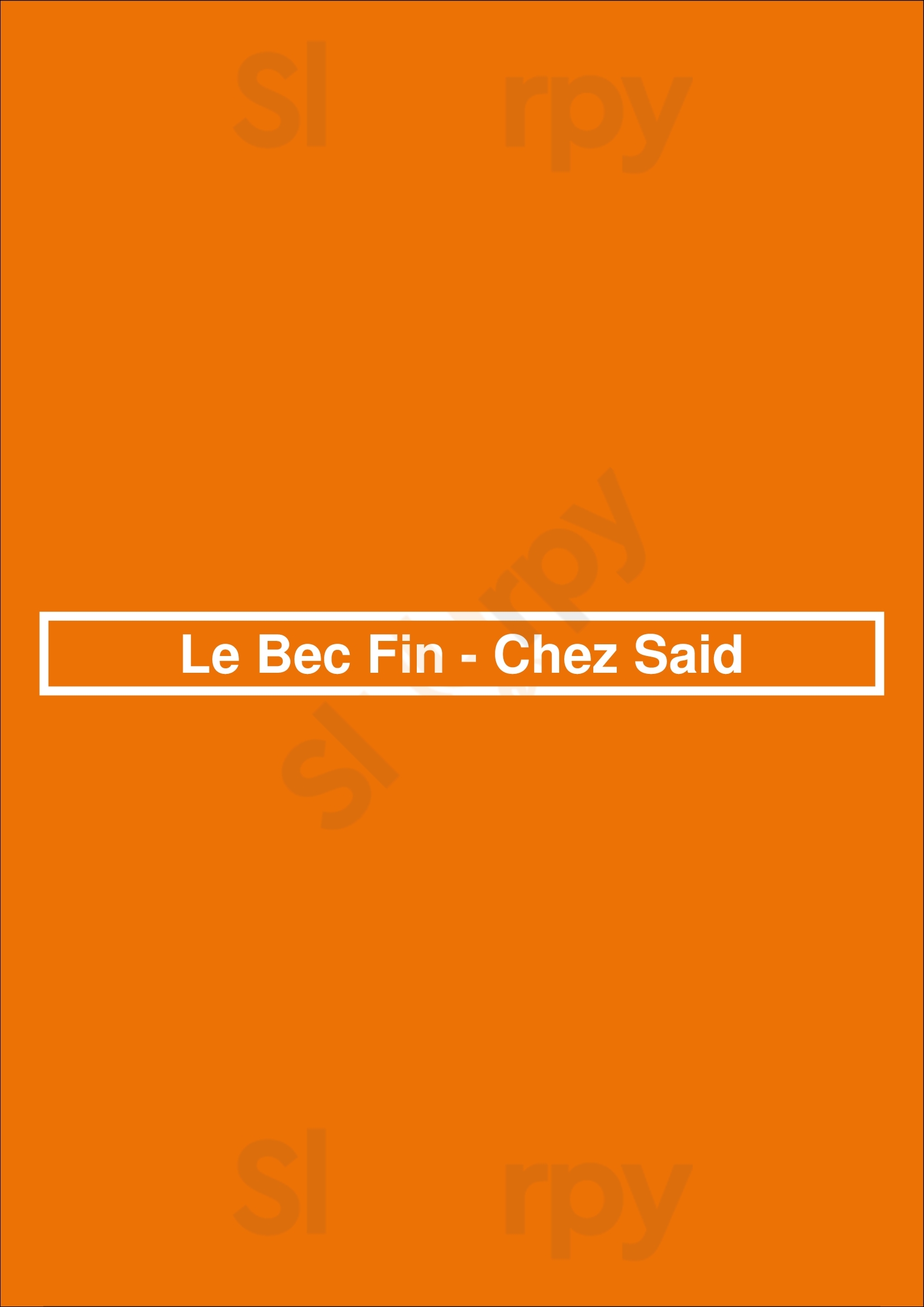 Le Bec Fin - Chez Said Paris Menu - 1