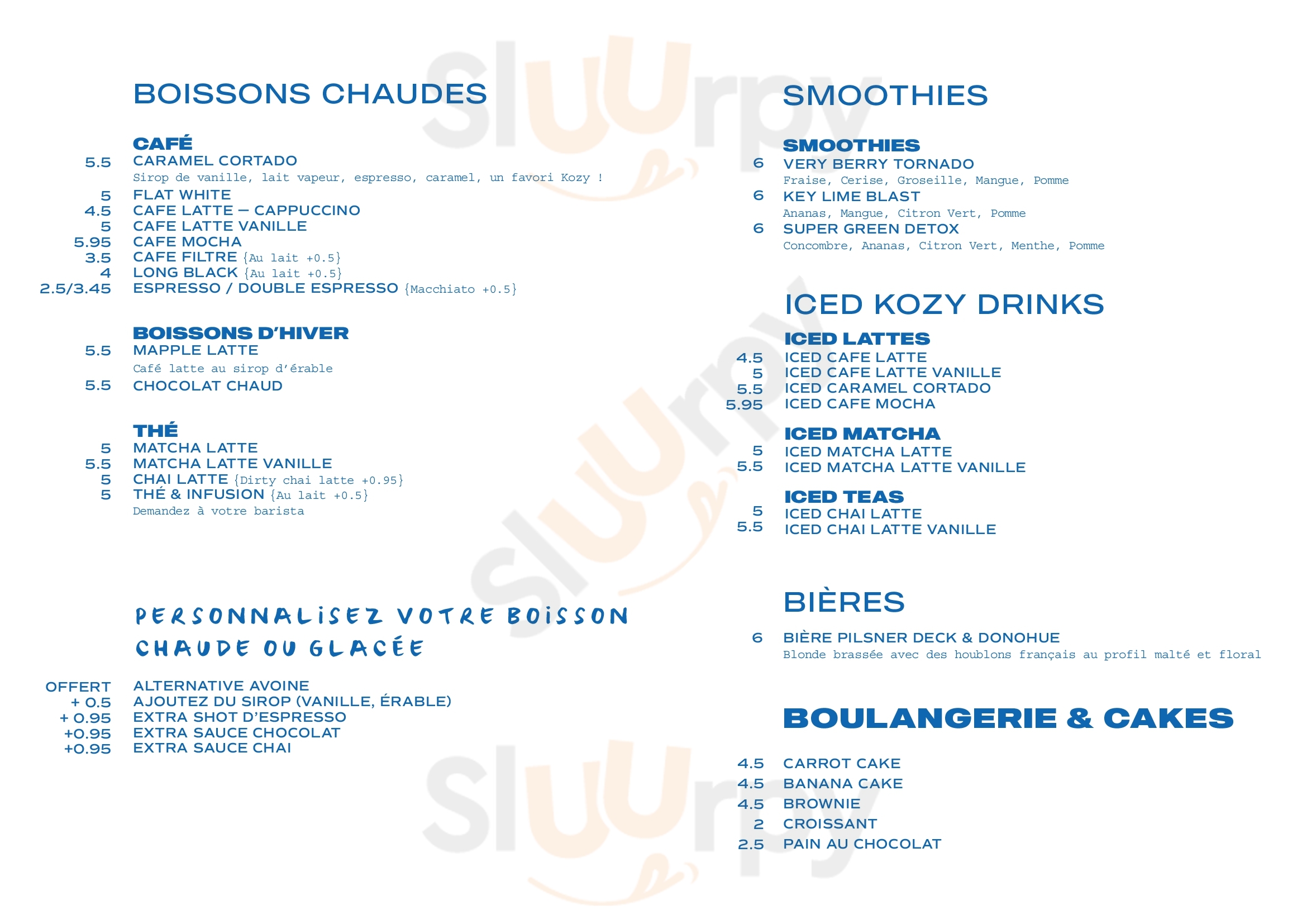 Kozy Paris Paris Menu - 1