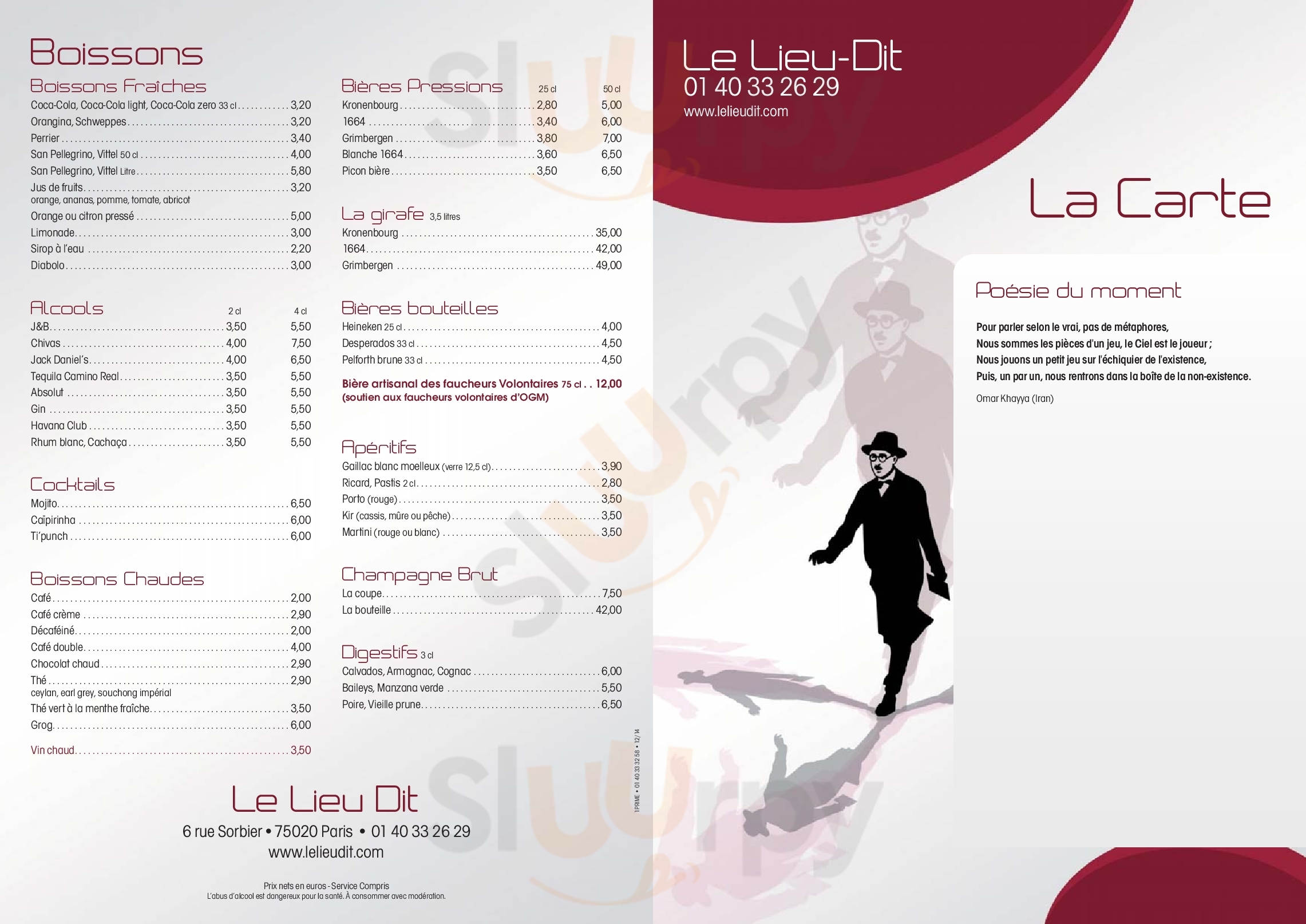 Lieu-dit Paris Menu - 1