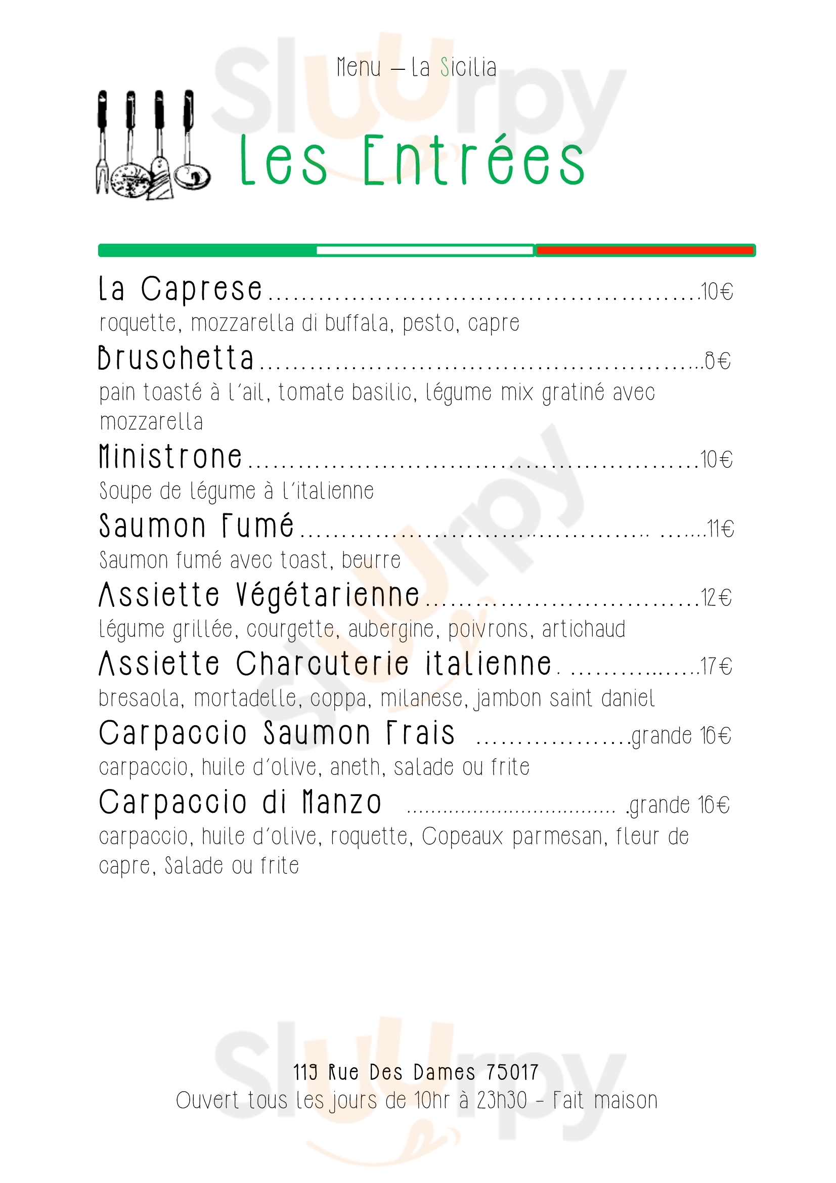 La Sicilia Paris Menu - 1