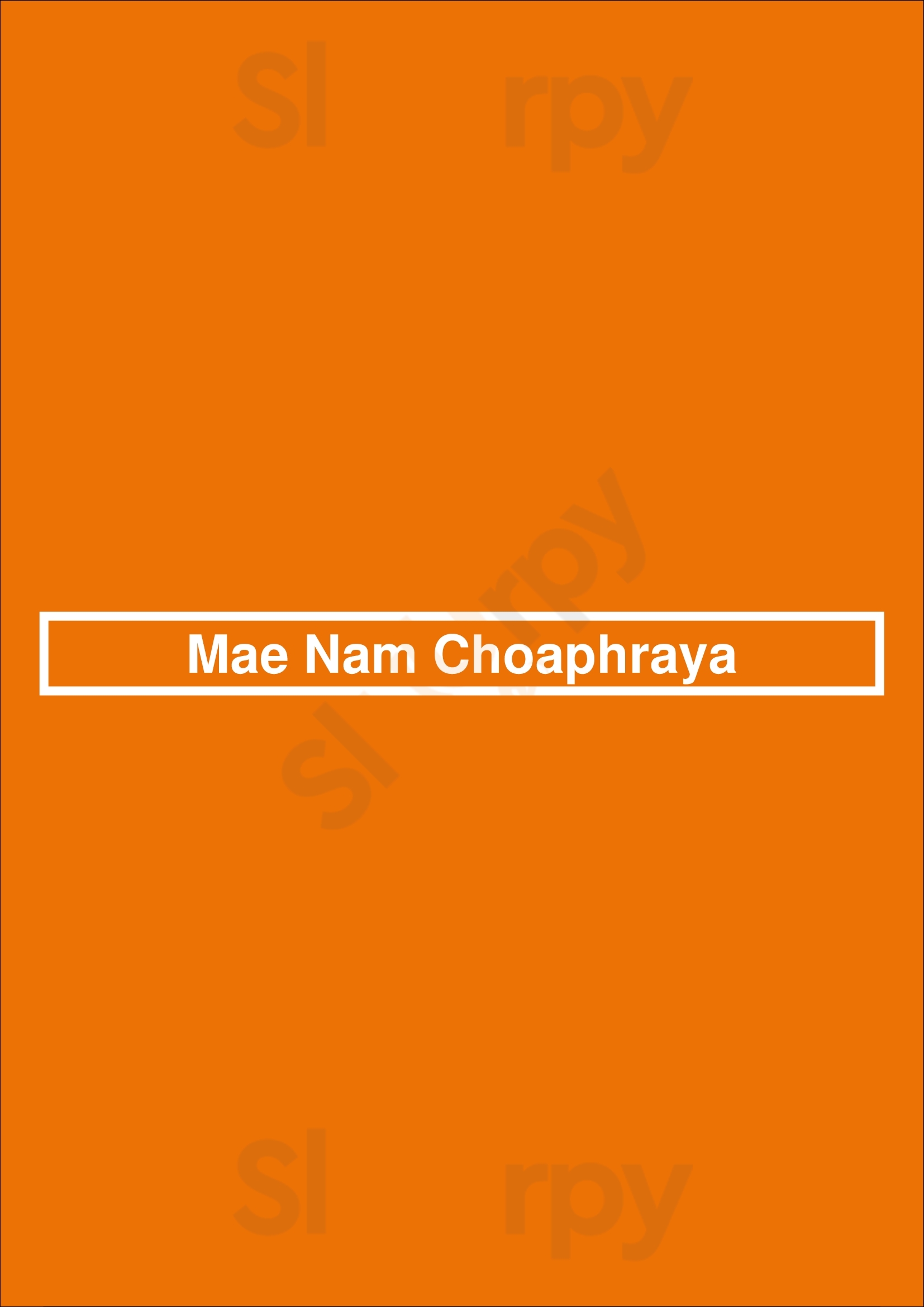Mae Nam Choaphraya Paris Menu - 1
