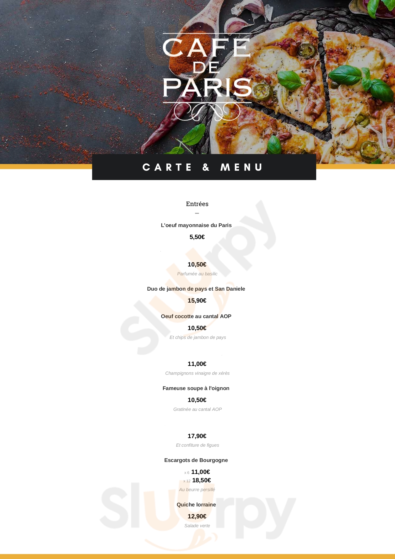 Café De Paris Paris Menu - 1