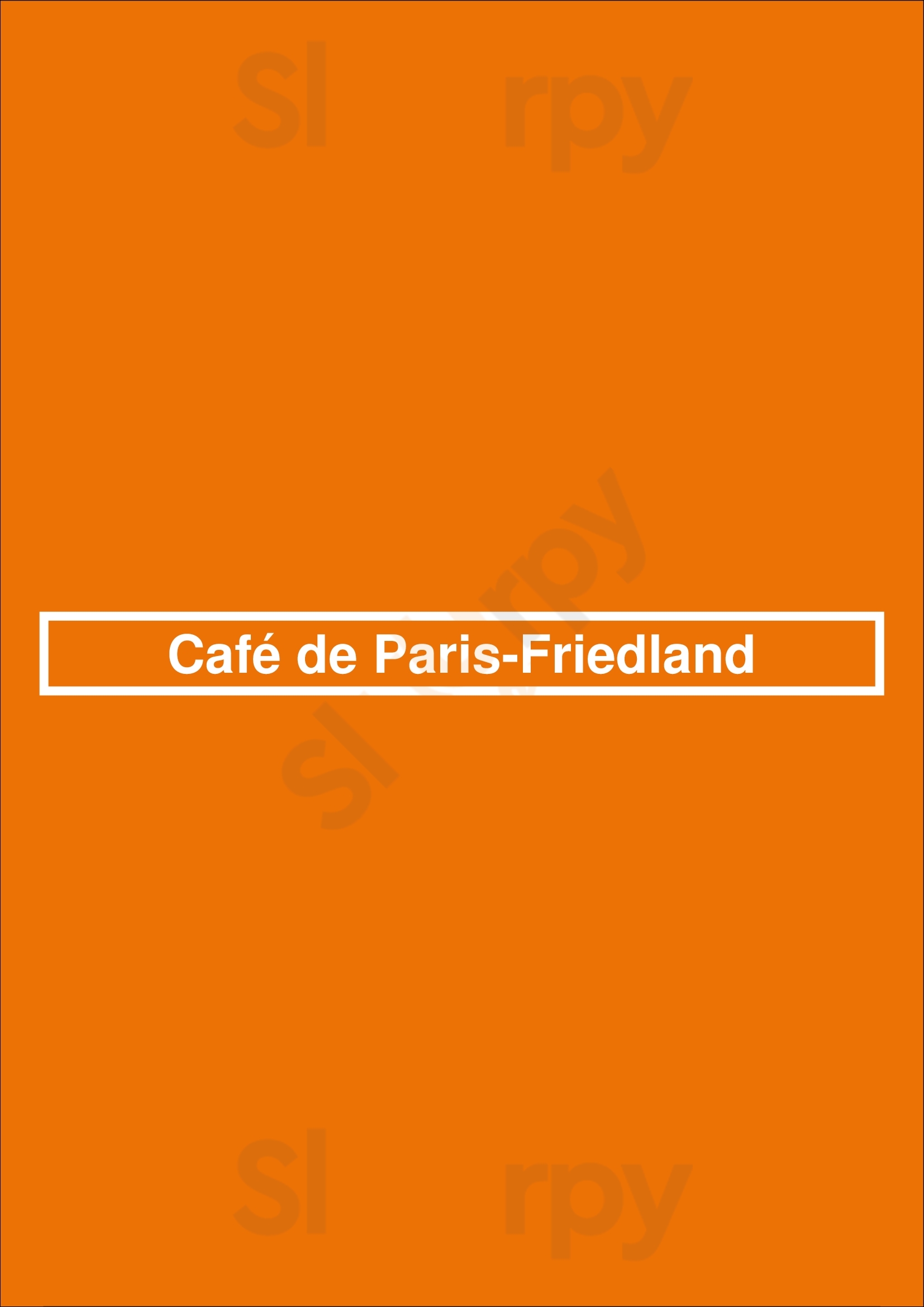 Café De Paris-friedland Paris Menu - 1