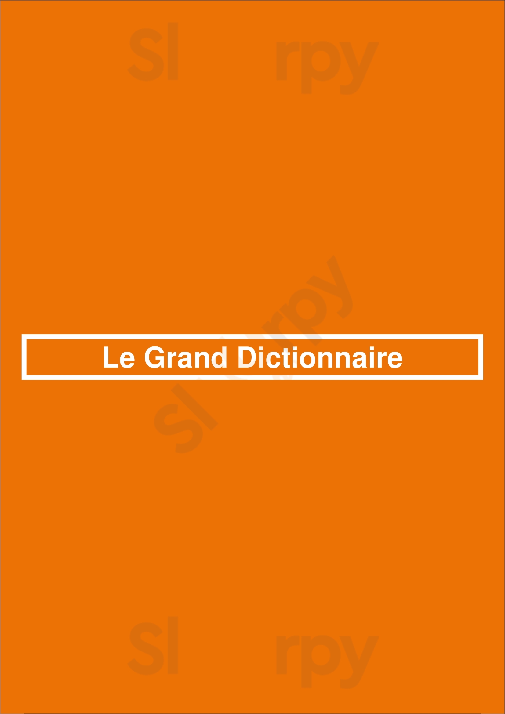 Le Grand Dictionnaire Paris Menu - 1