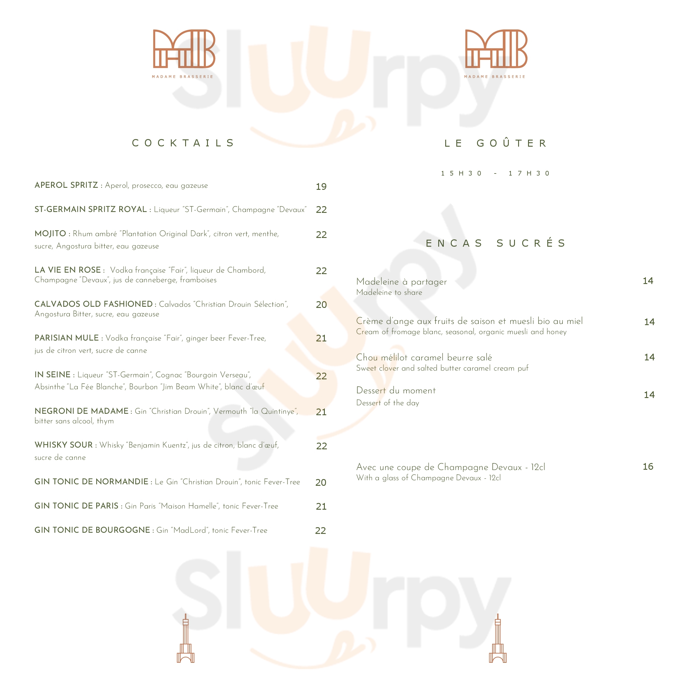 Main Menu - Les Buffets