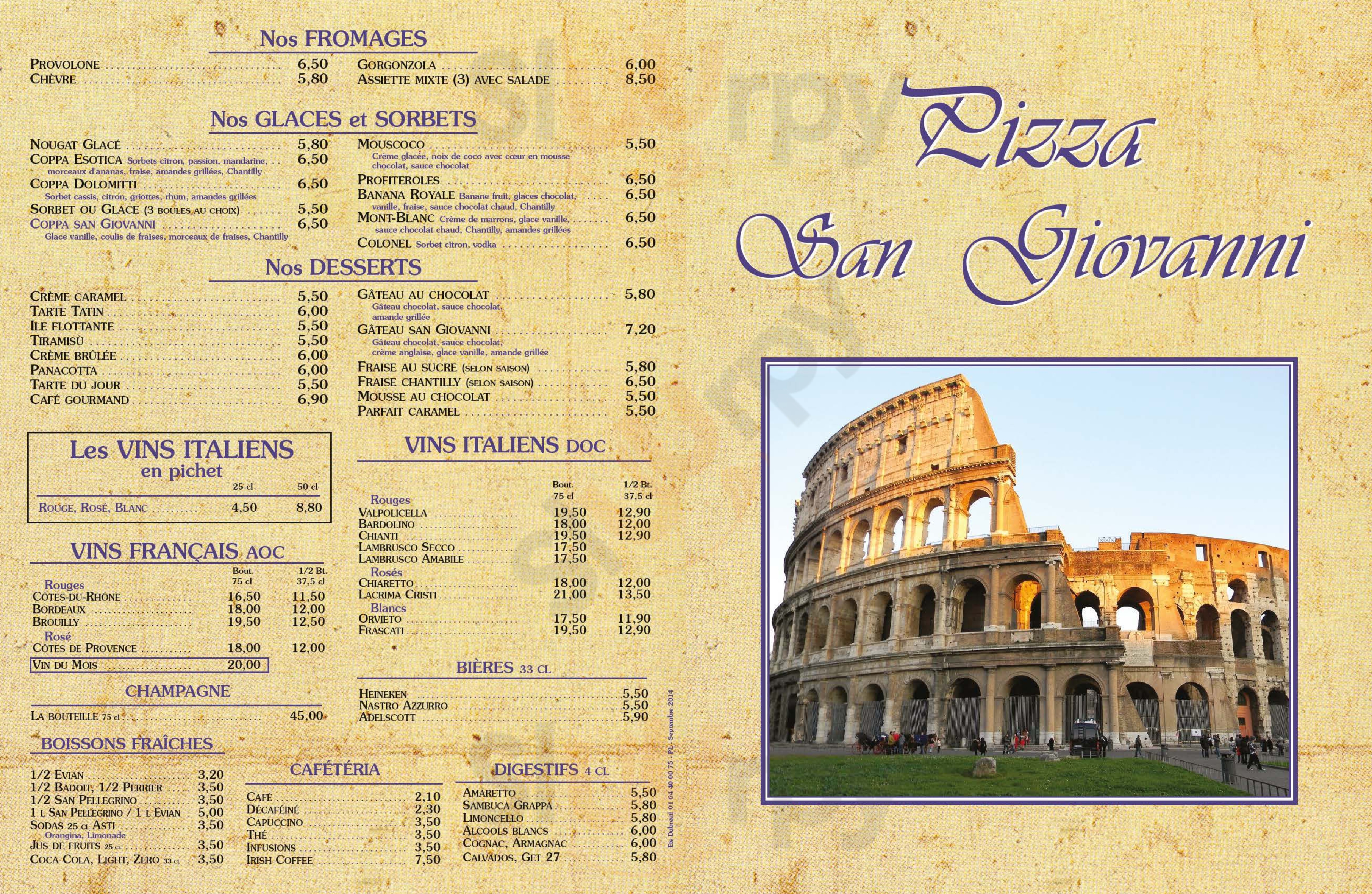 San Giovani Paris Menu - 1