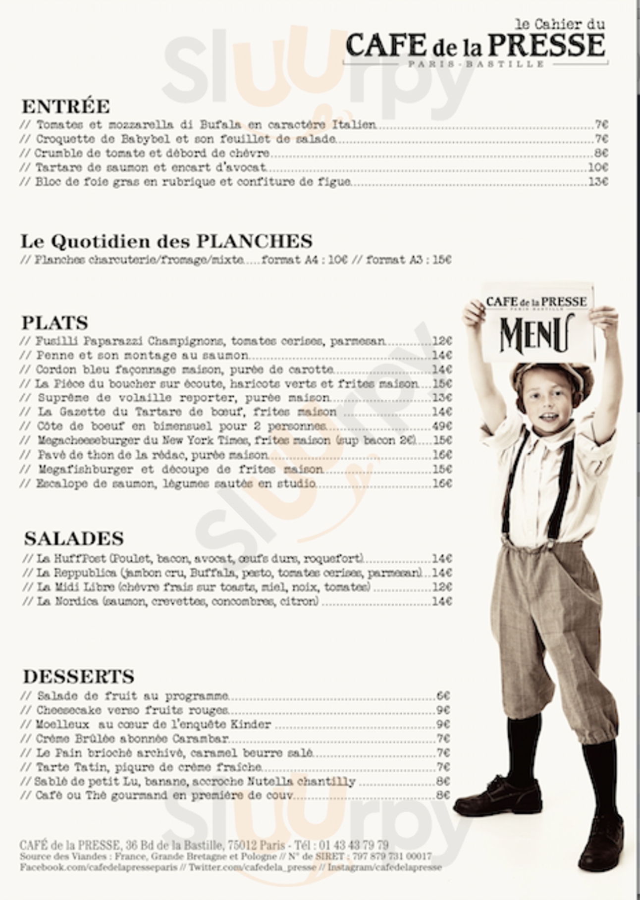 Cafe De La Presse Paris Menu - 1