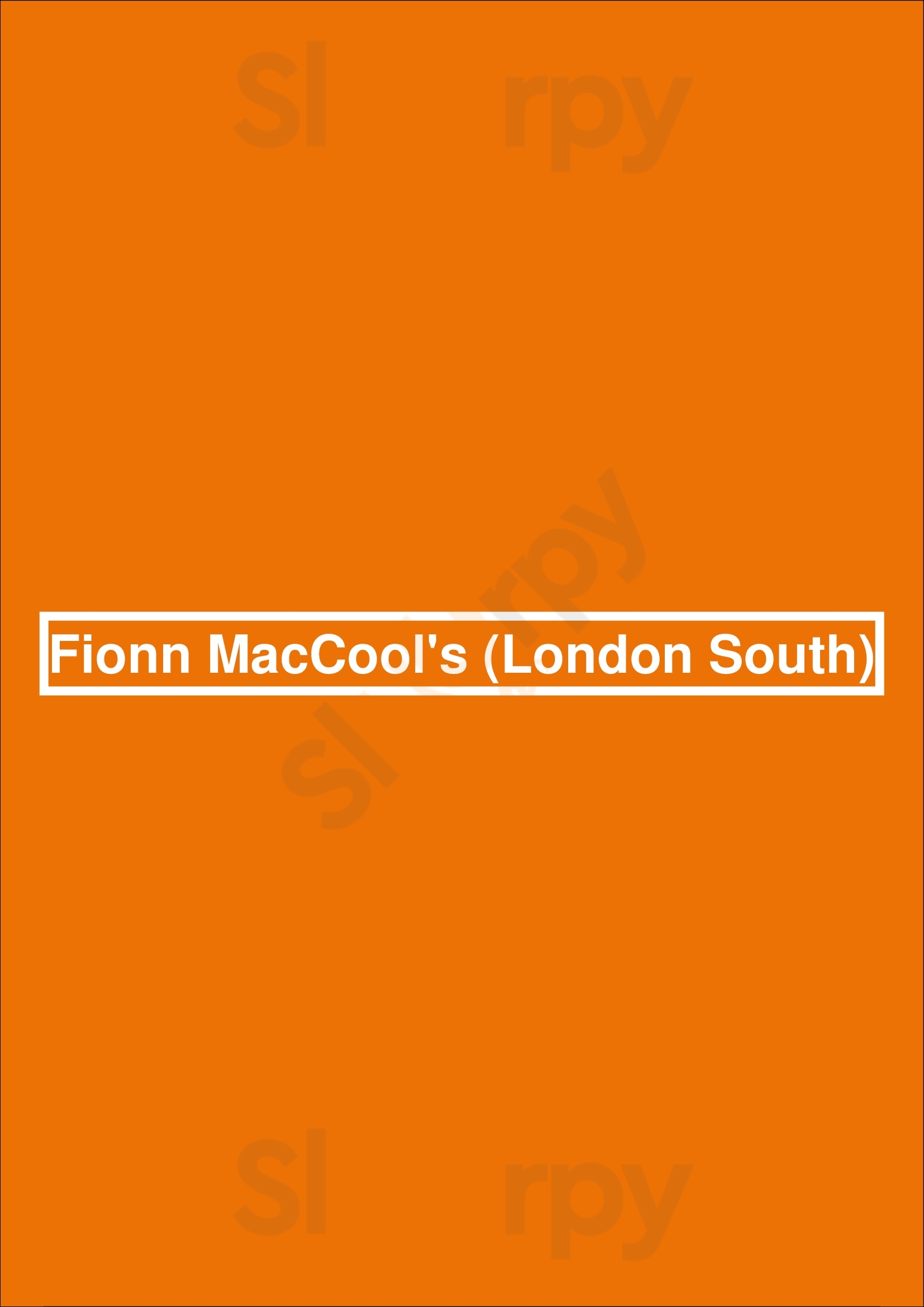 Fionn Maccool's London Menu - 1