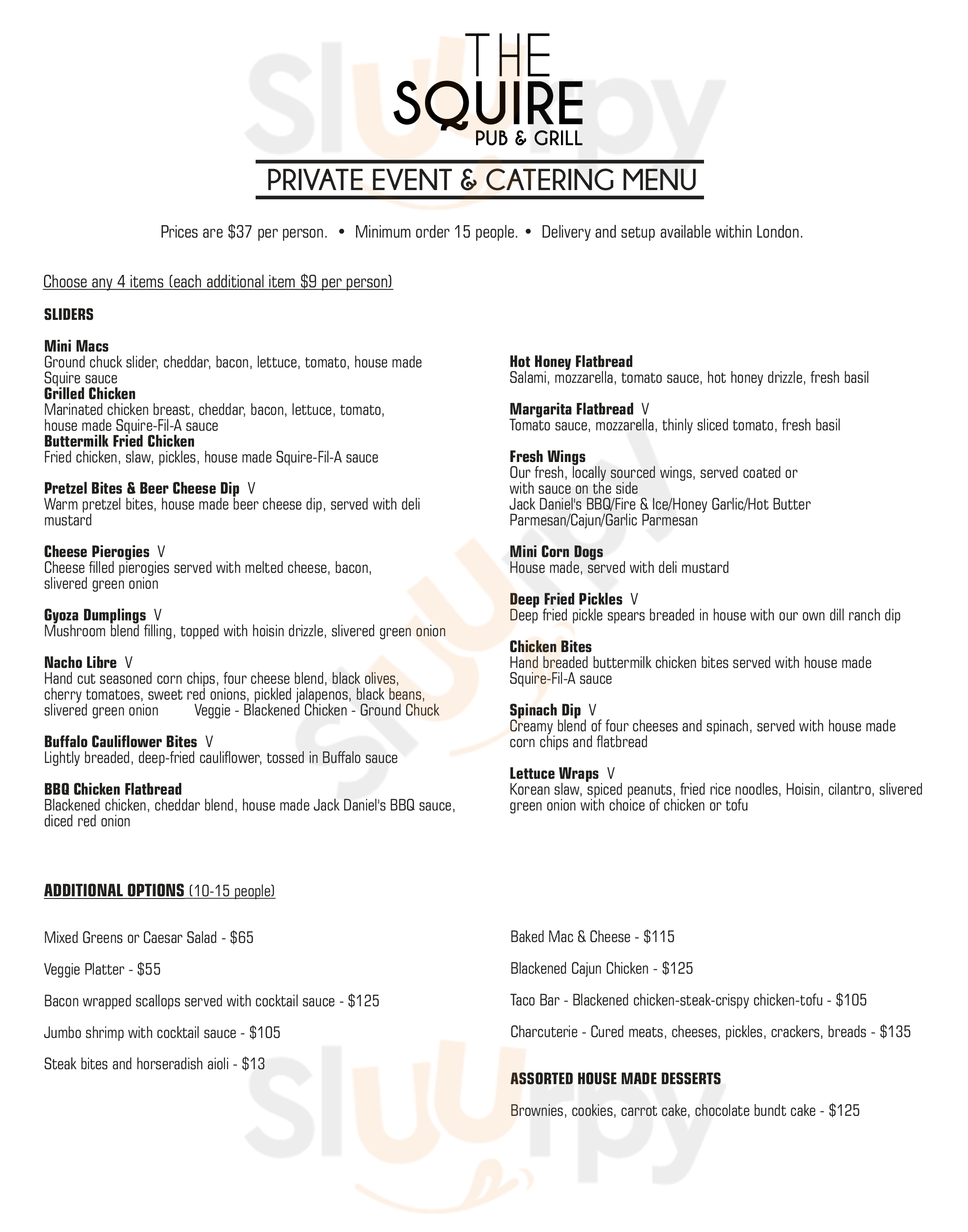 Main Menu - The Squire Pub And Grill