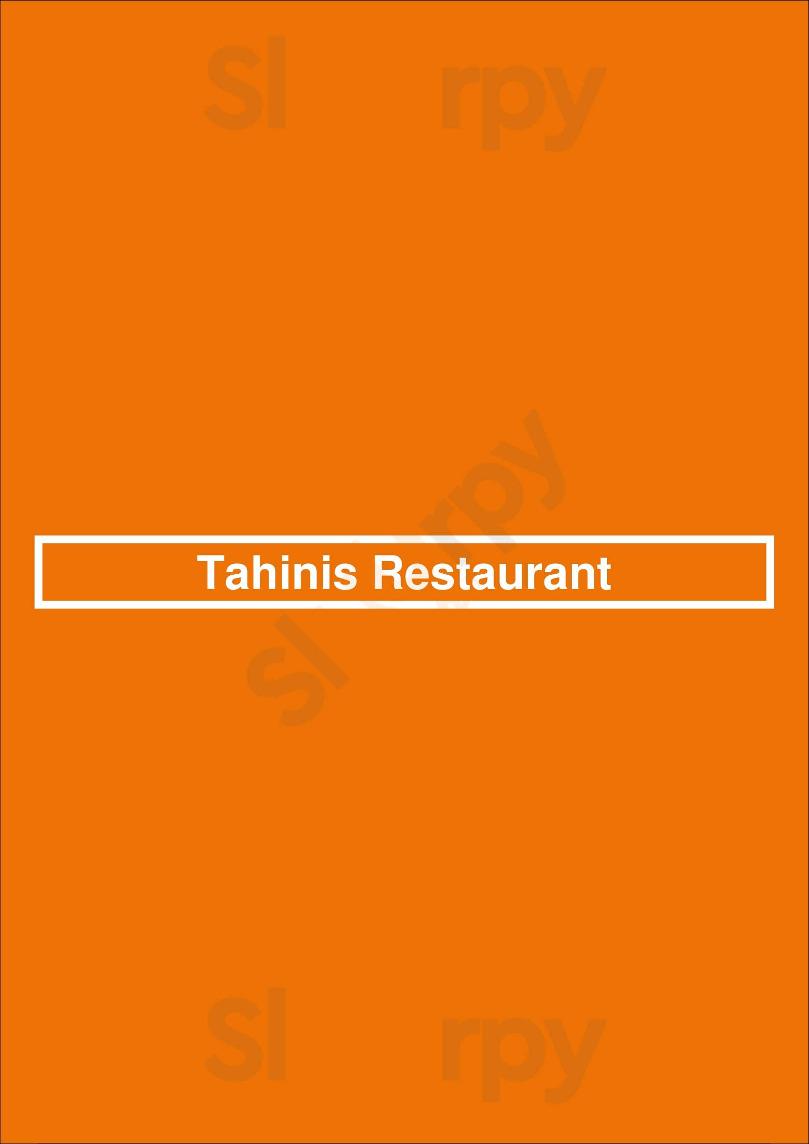 Tahinis Restaurant (westmount) London Menu - 1