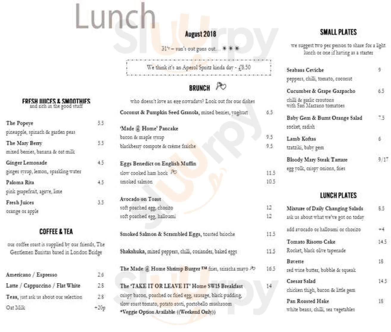 Home Sw15 London Menu - 1