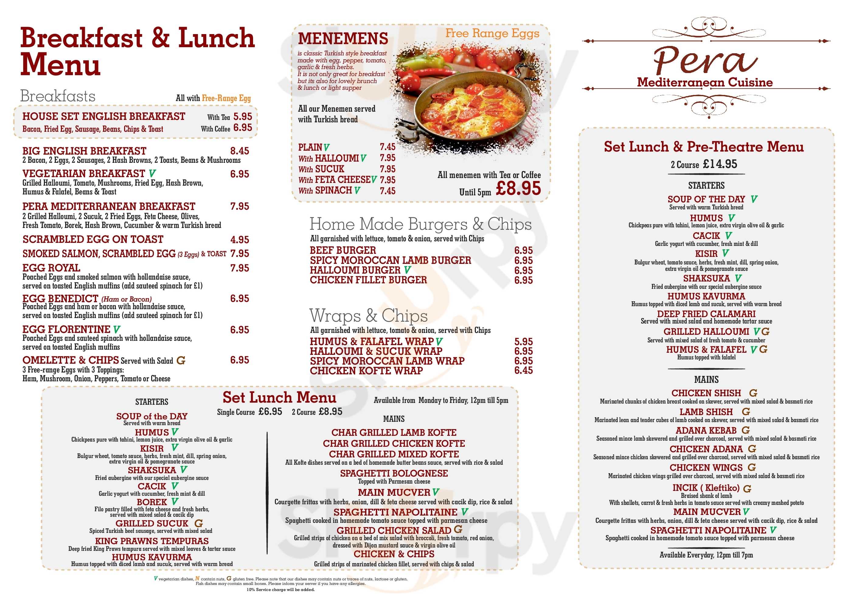 Pera Restaurant Islington London Menu - 1