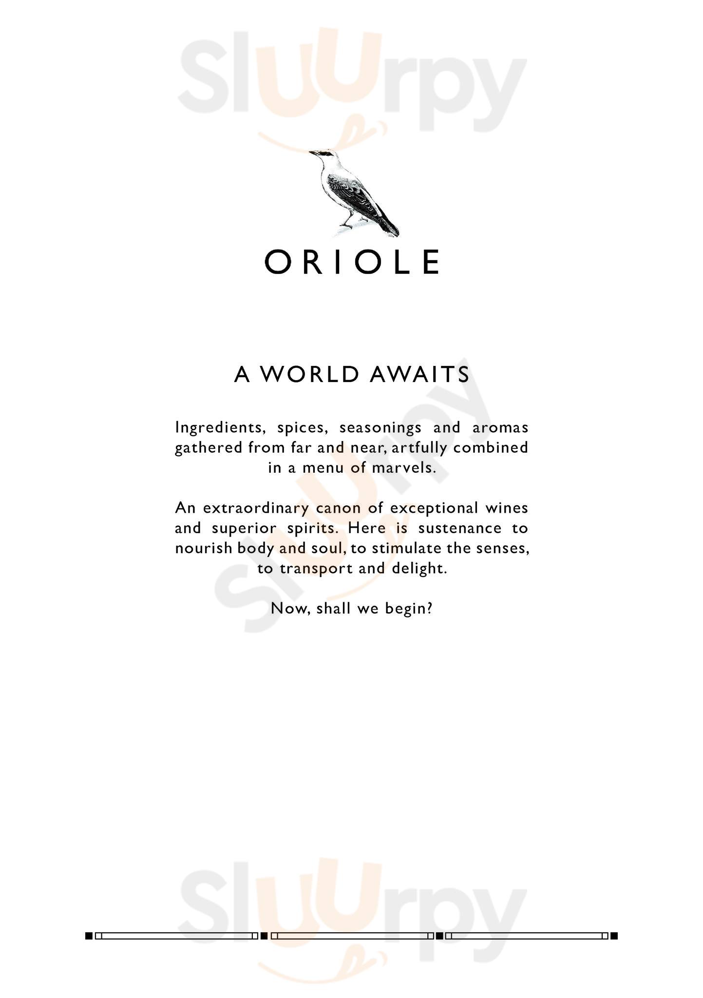 Main Menu - Oriole Bar