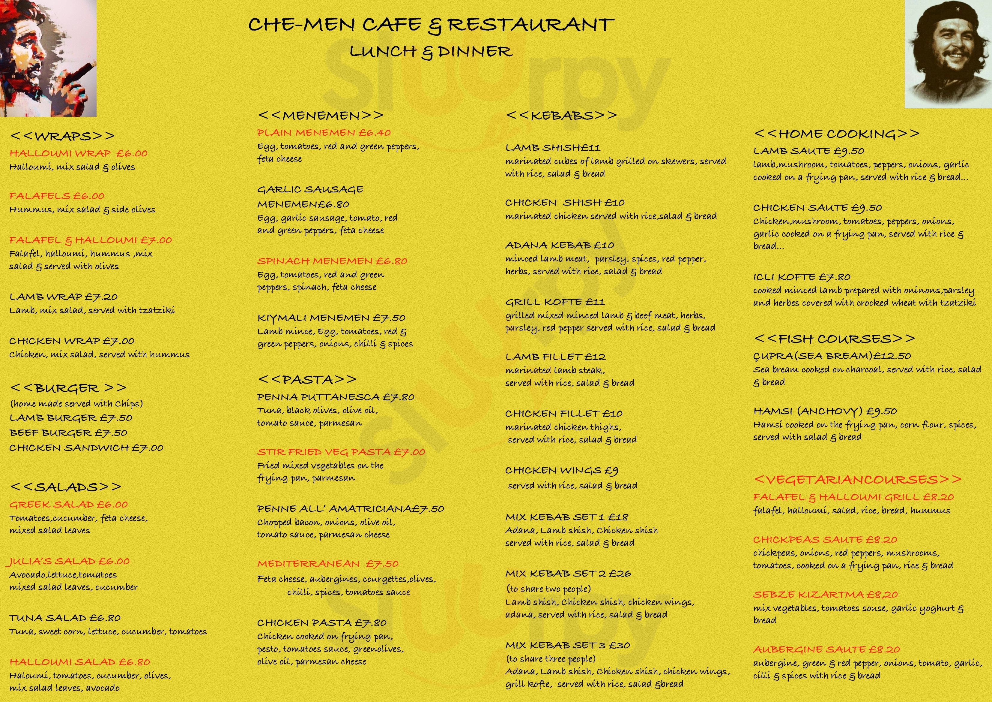 Main Menu - Chemen Restaurant & Bar