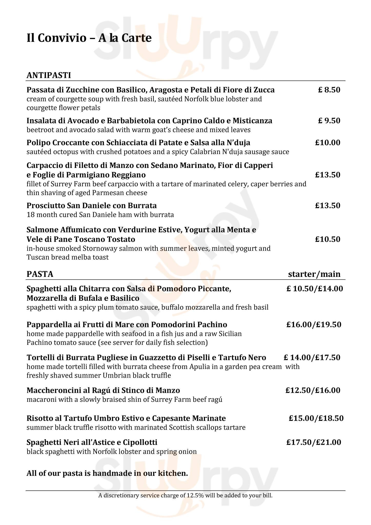 Main Menu - Il Convivio