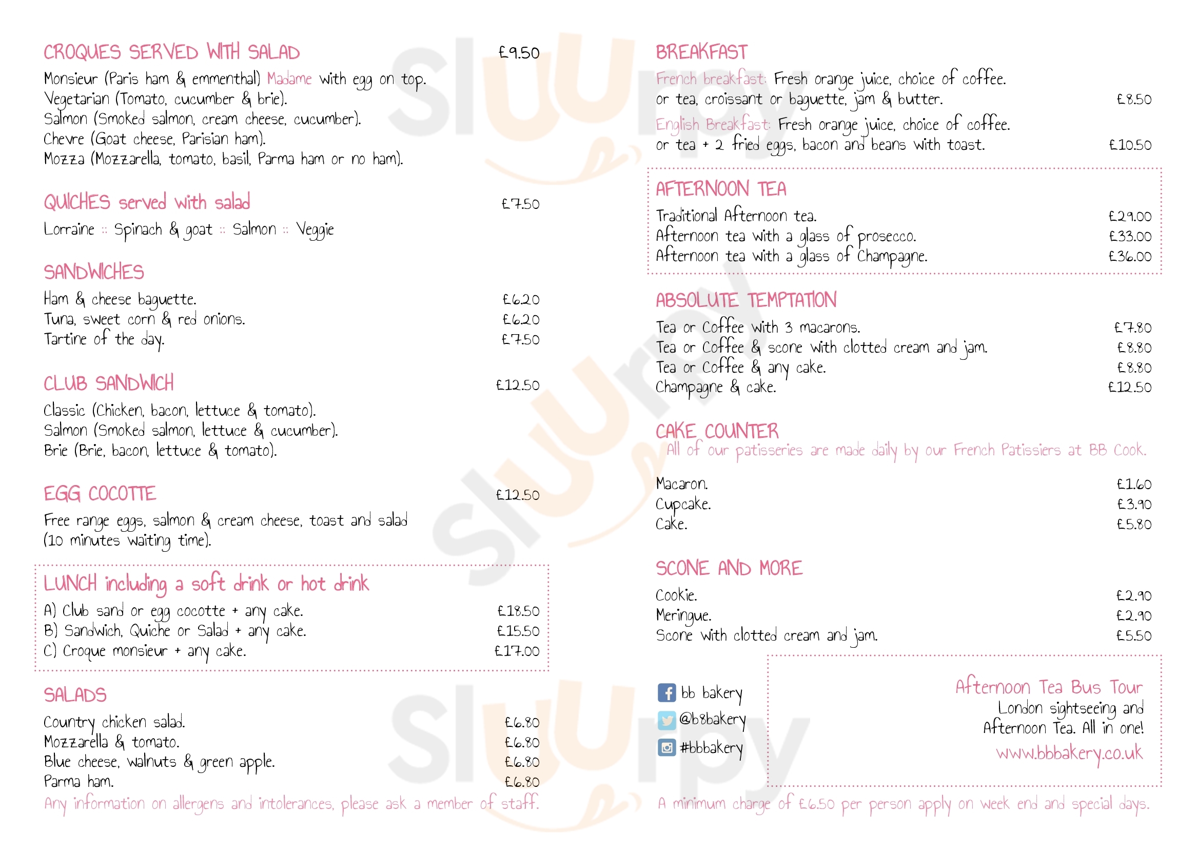 Main Menu - Brigit's Bakery