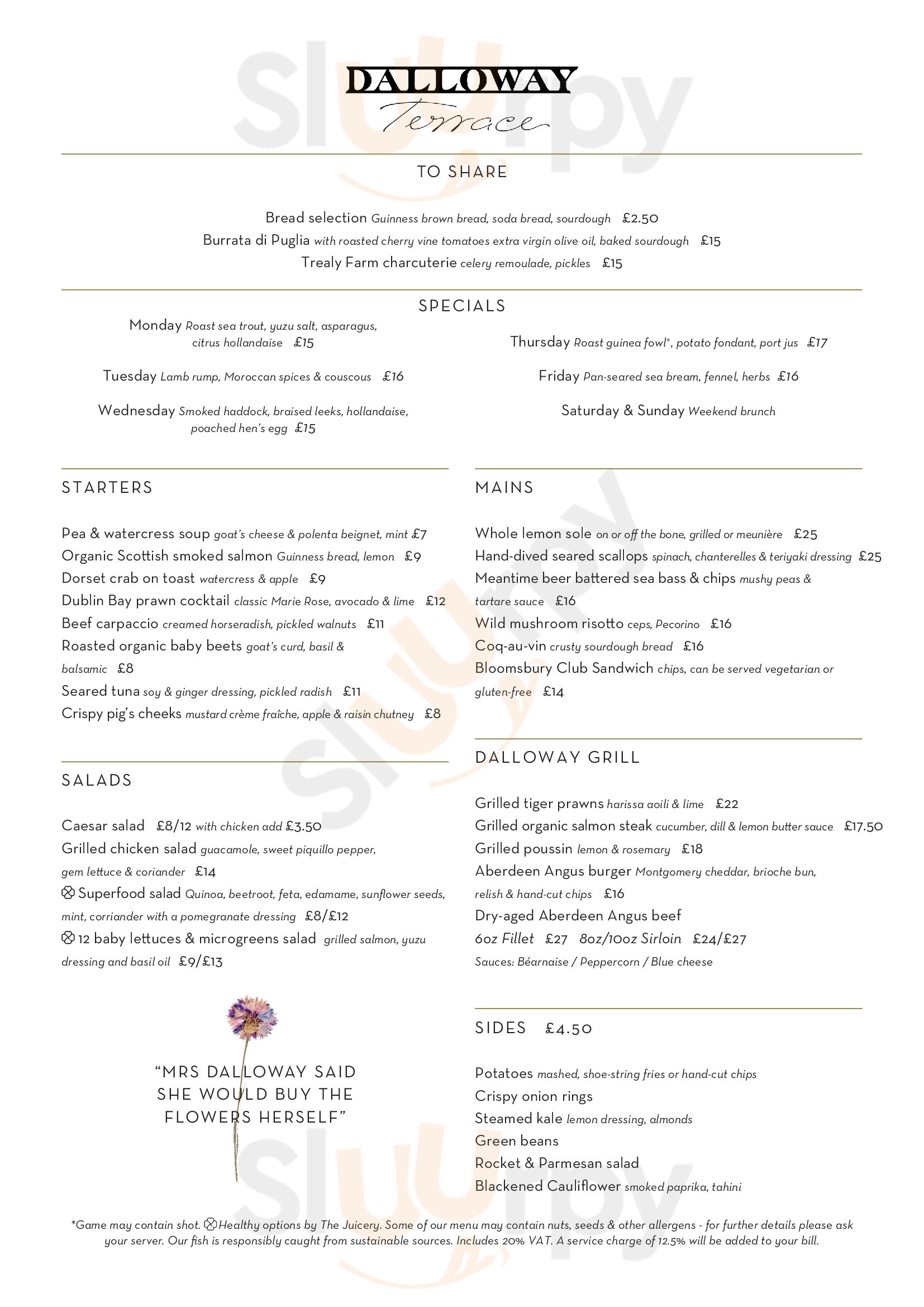 Main Menu - Dalloway Terrace