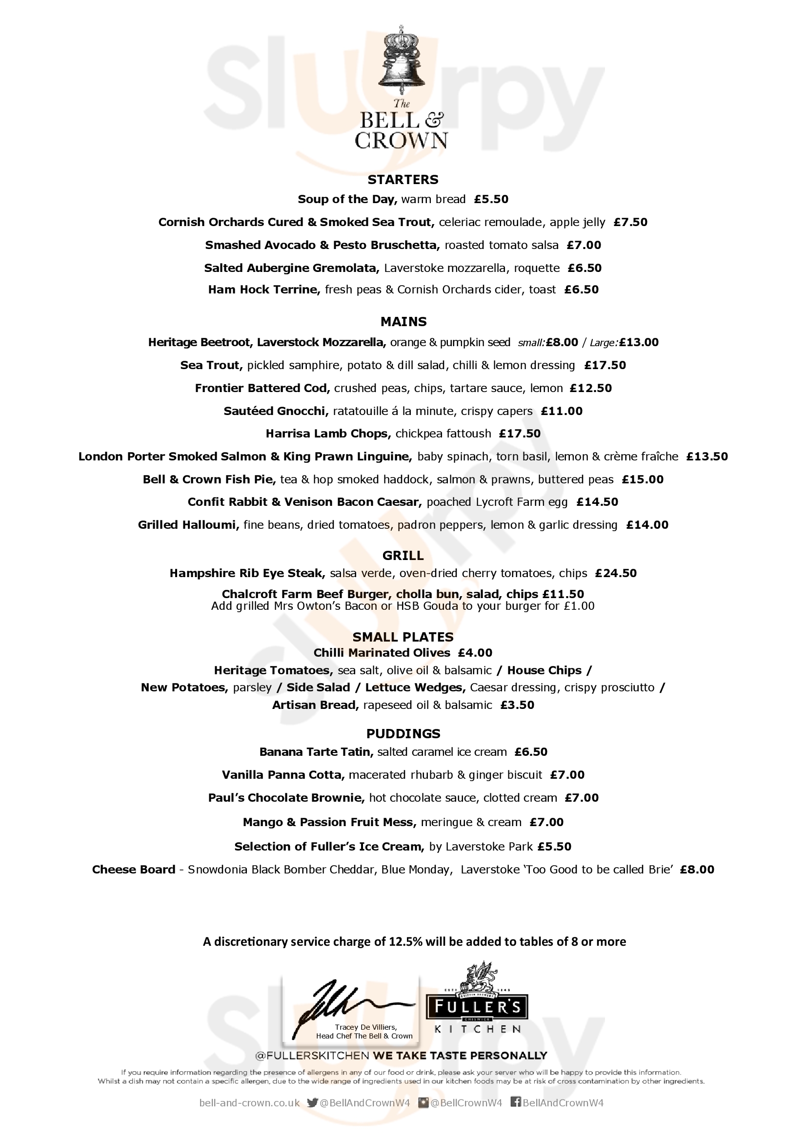 Main Menu - The Bell & Crown, Chiswick