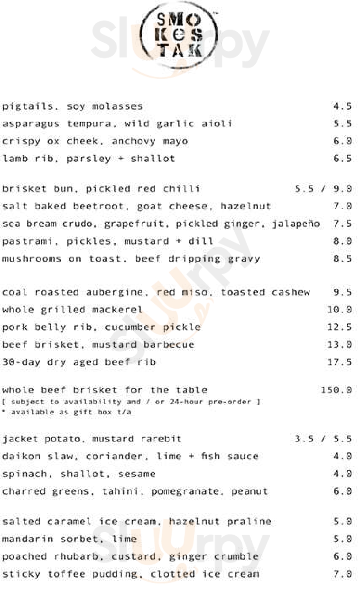 Smokestak London Menu - 1