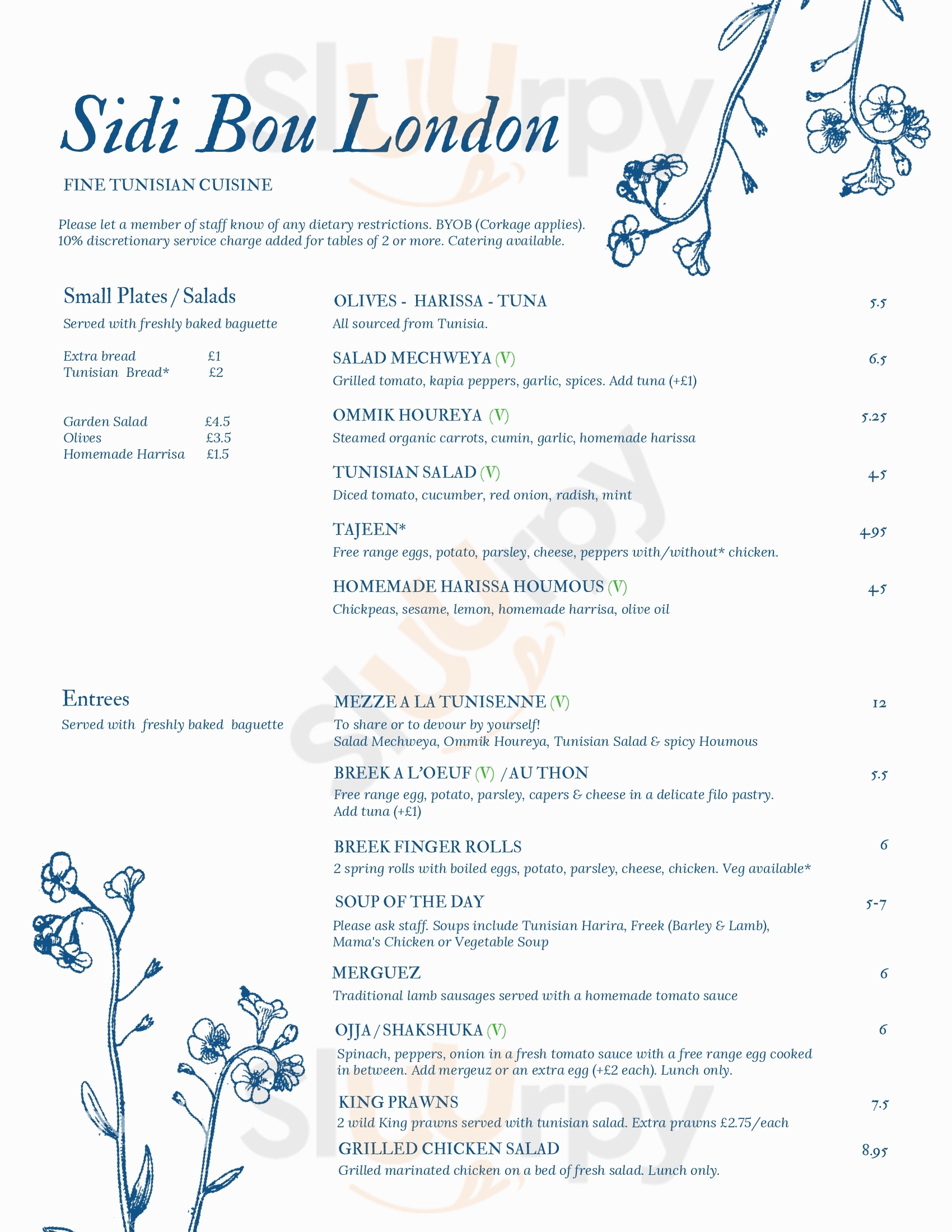 Sidi Bou - London London Menu - 1