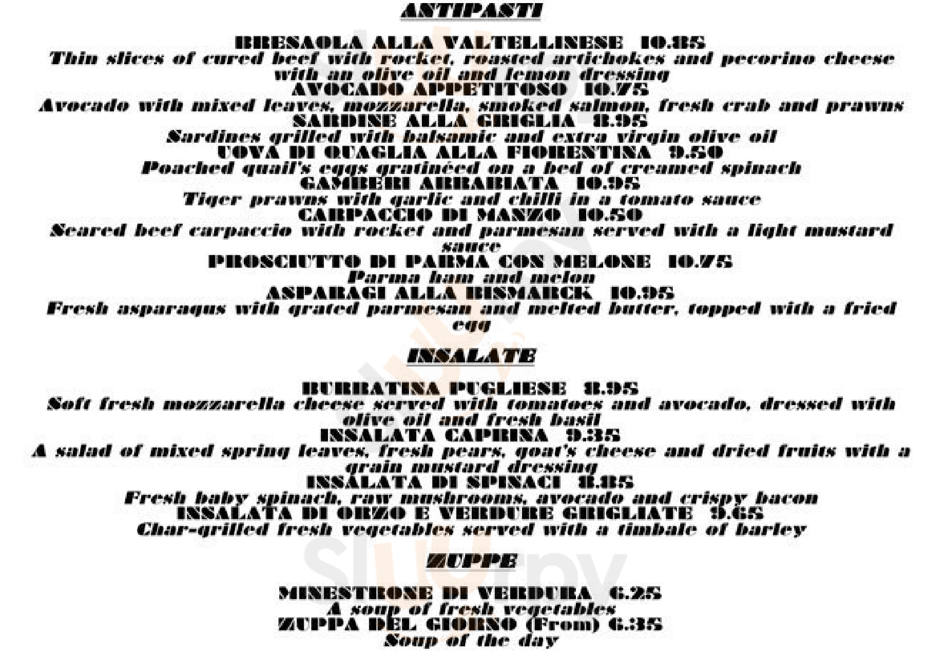 Caraffini London Menu - 1