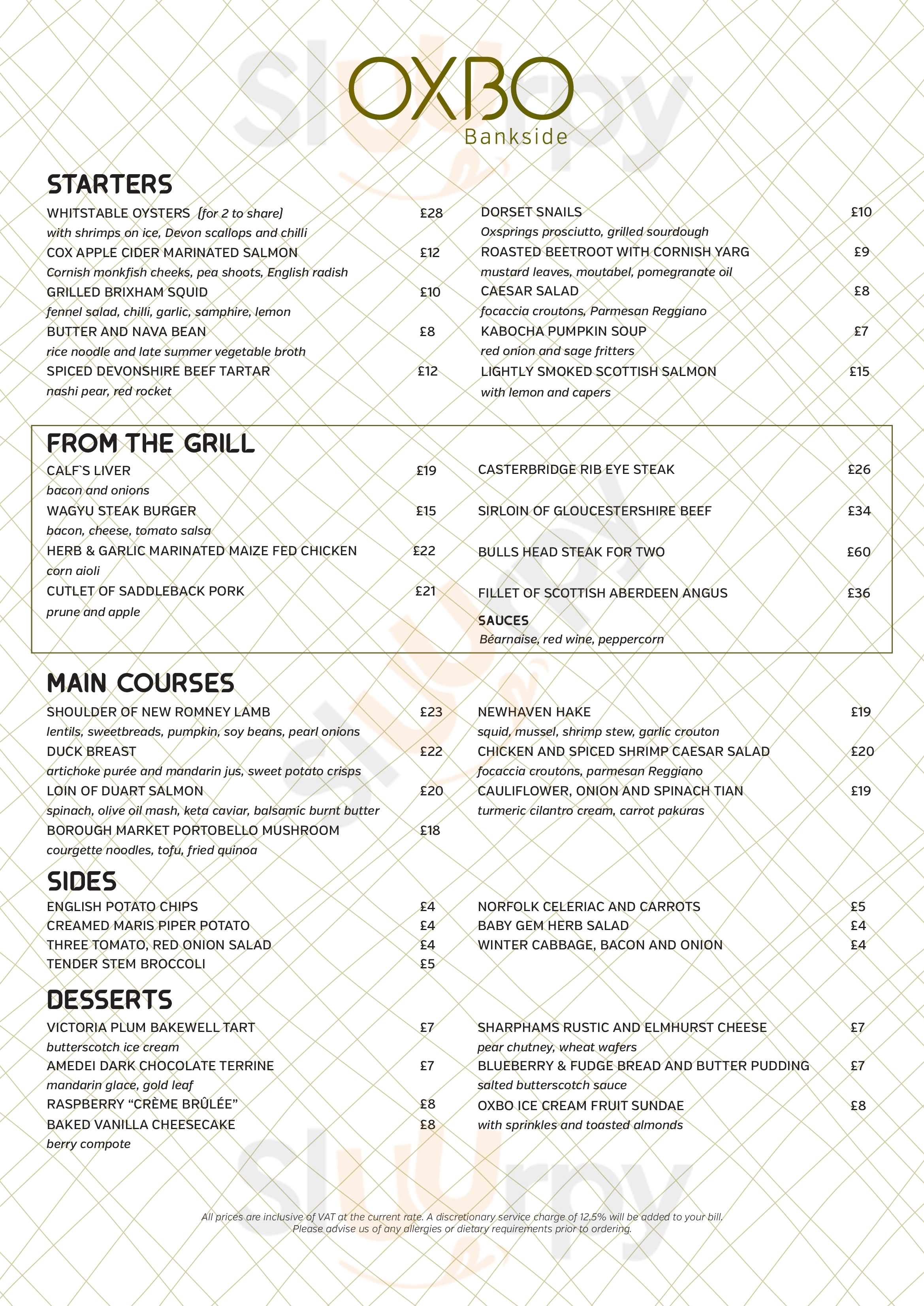 Main Menu - Oxbo Bankside
