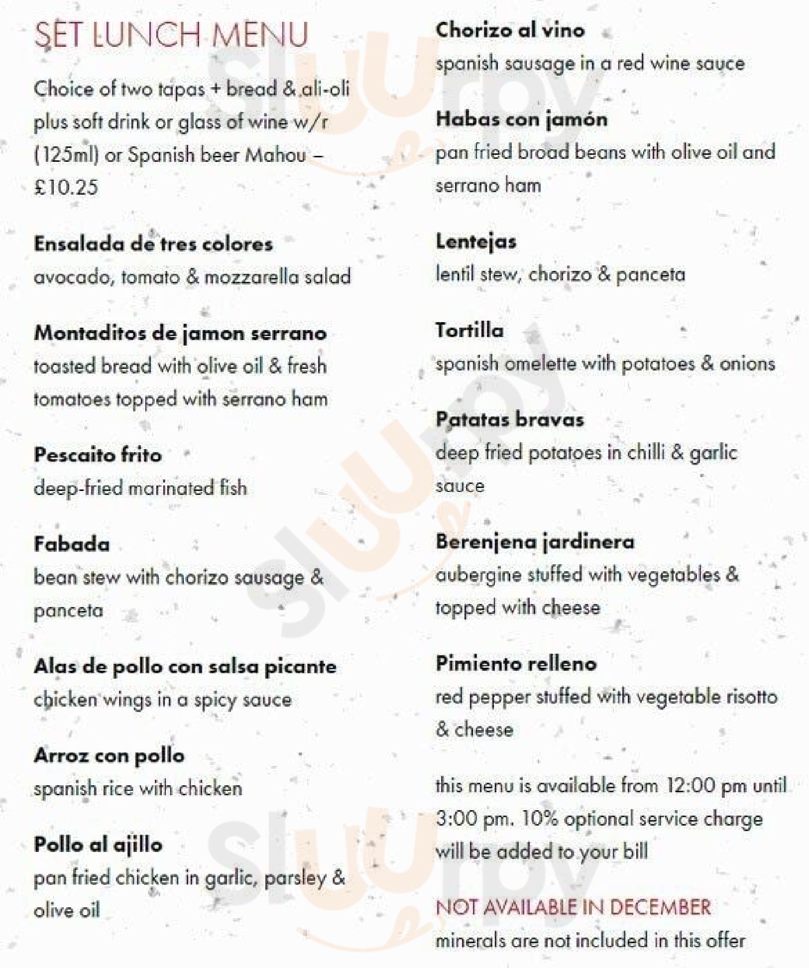 El Pirata Of Mayfair London Menu - 1