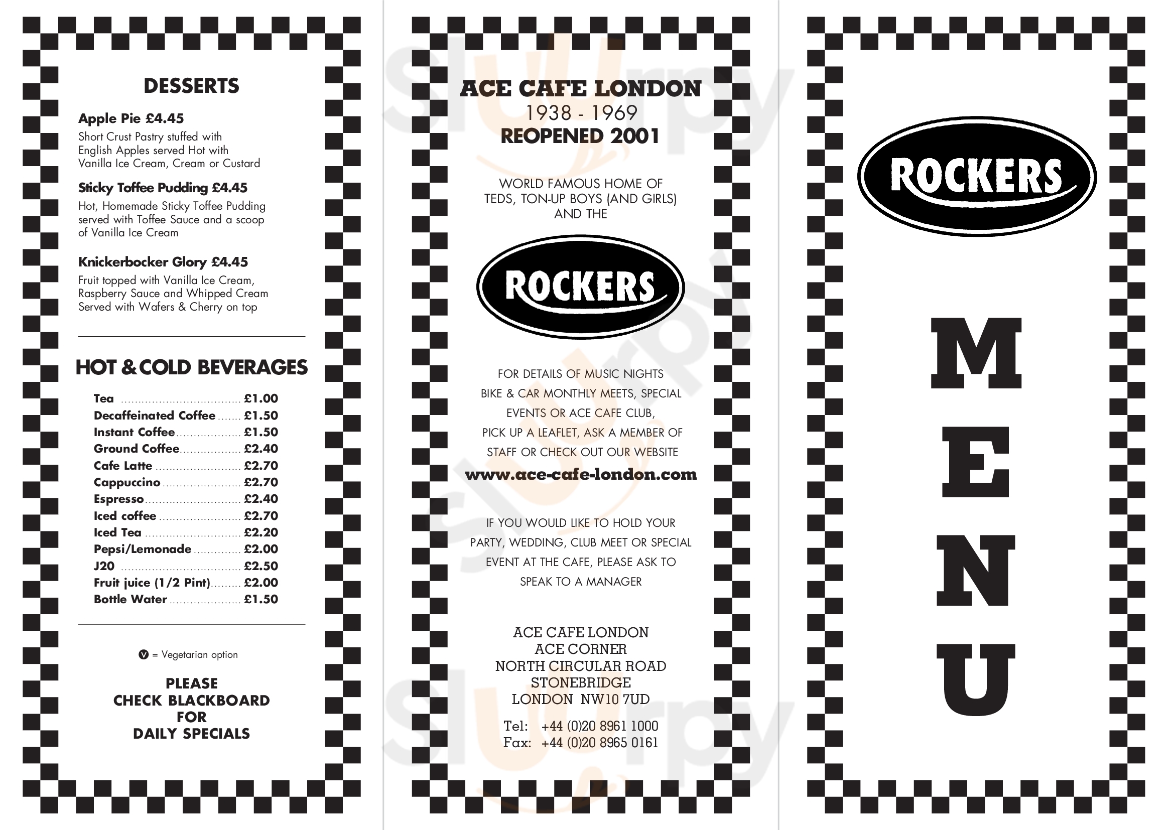 Main Menu - The Ace Cafe London