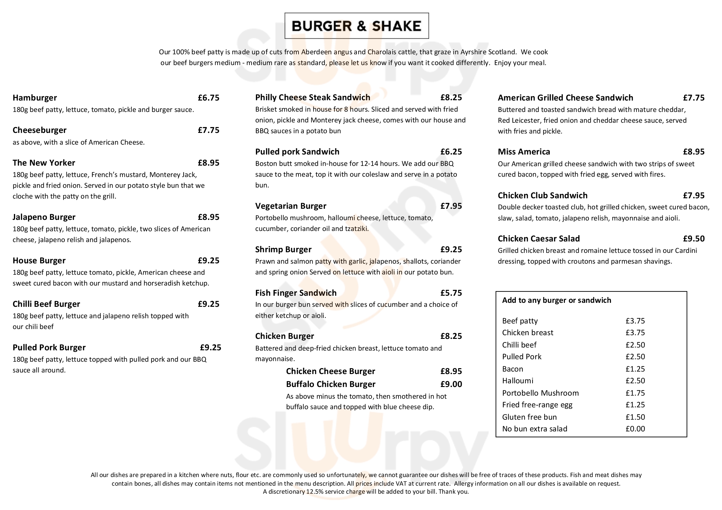 Burger And Shake London Menu - 1