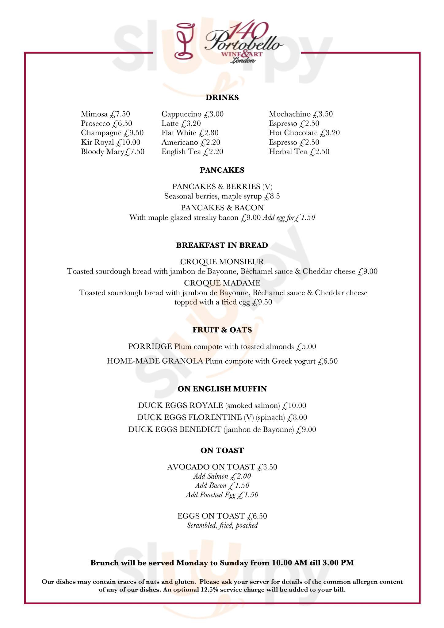 Main Menu - 140 Portobello Wine & Art