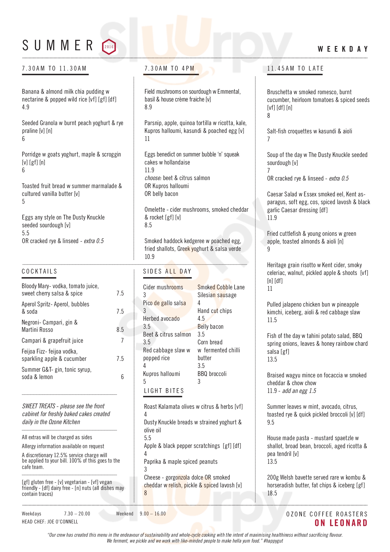 Main Menu - Ozone Coffee Roasters