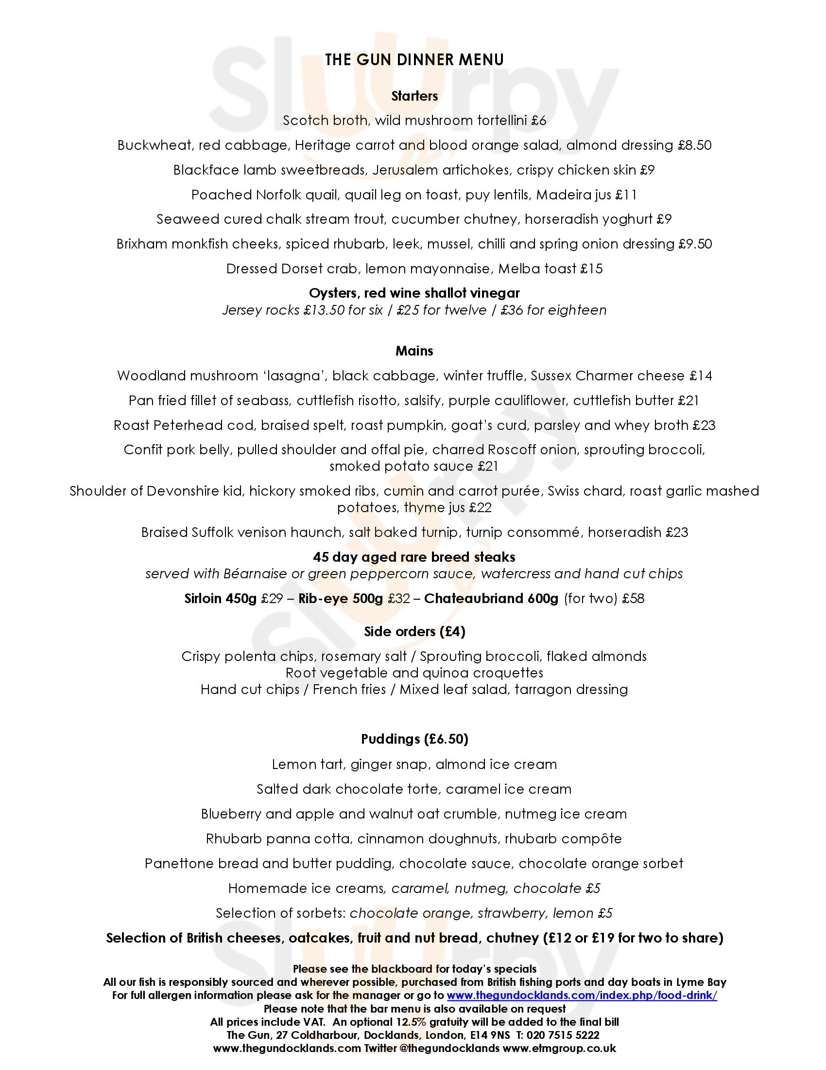 Main Menu - The Gun, Docklands