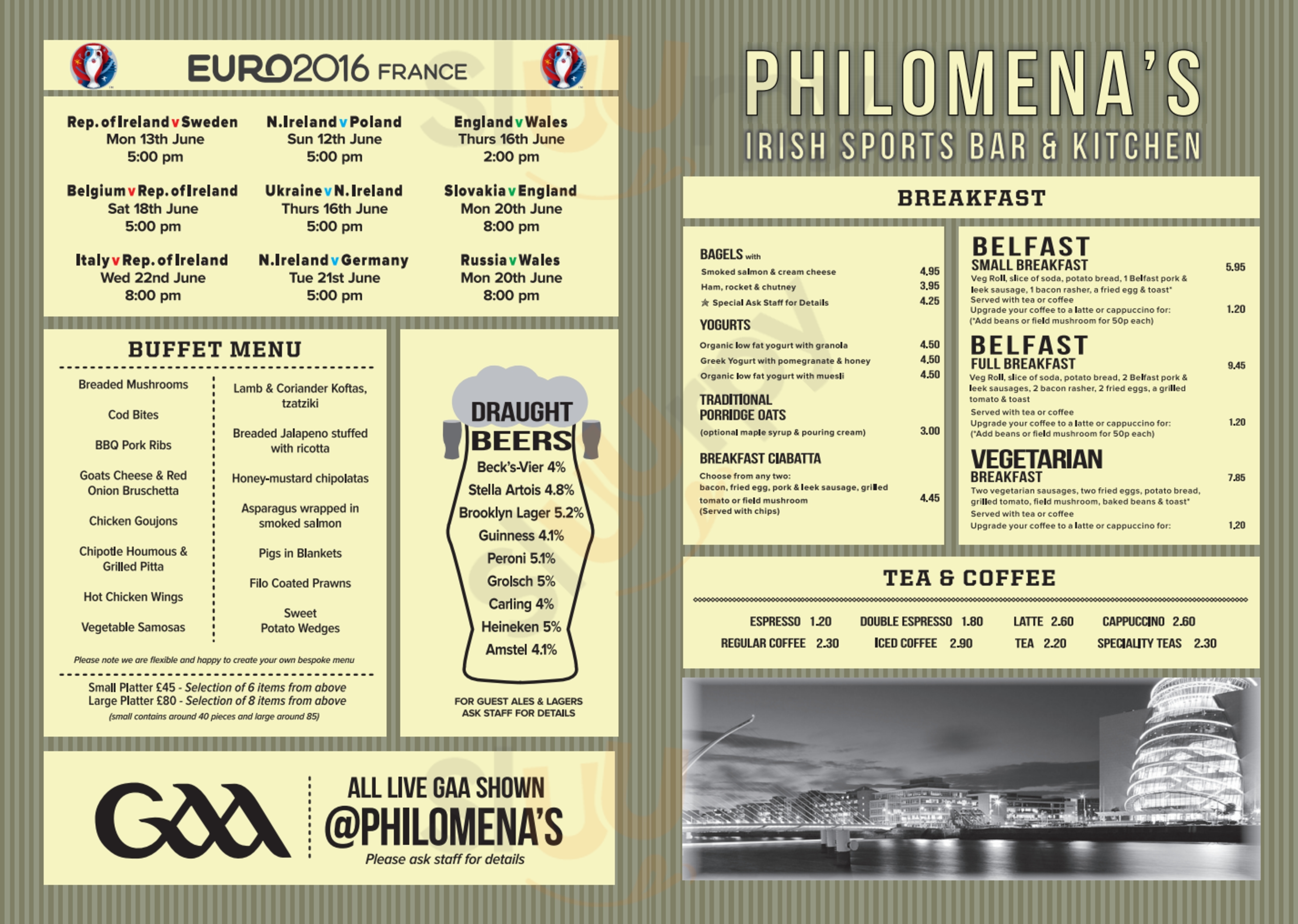 Main Menu - Philomena's Bar & Cafe