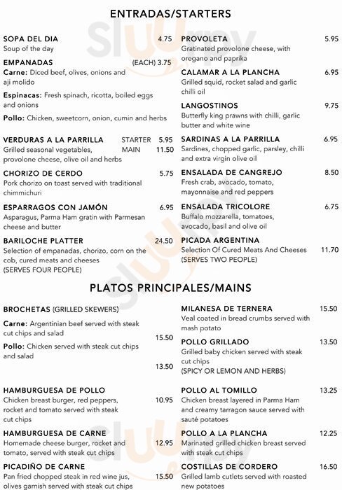 Bariloche Argentinian Grill And Bar London Menu - 1