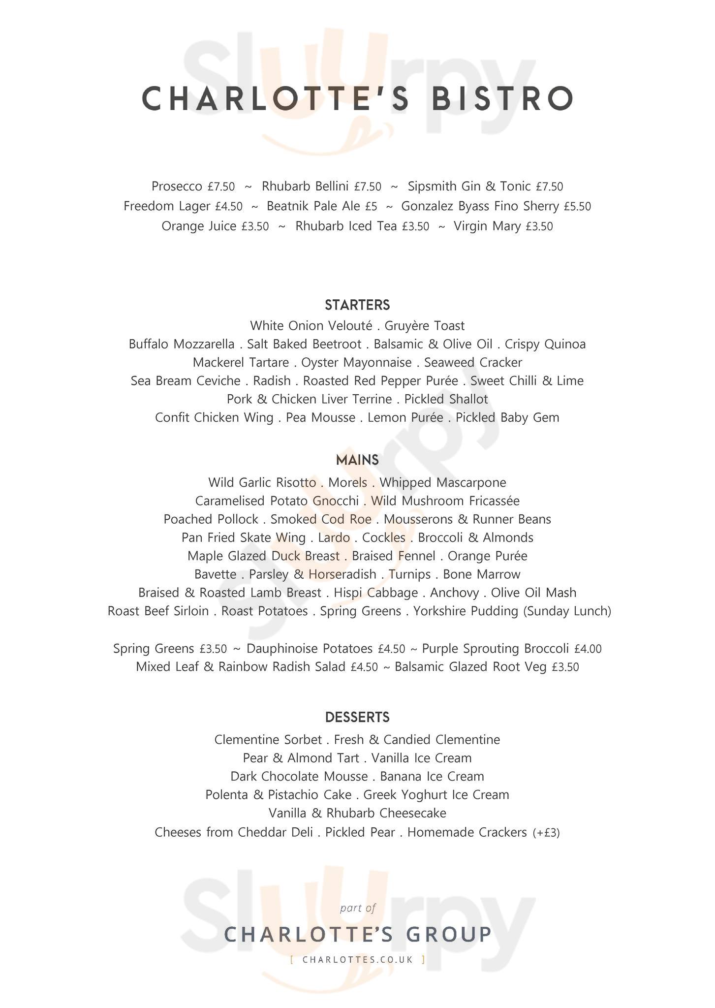 Main Menu - Charlotte's Bistro