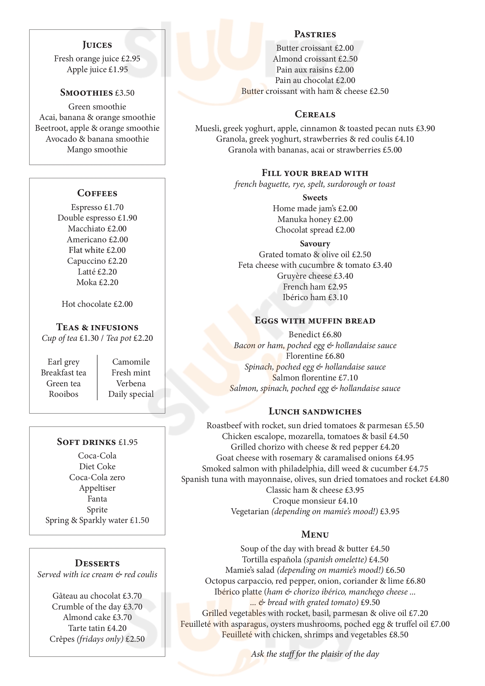 Main Menu - Chez Nous