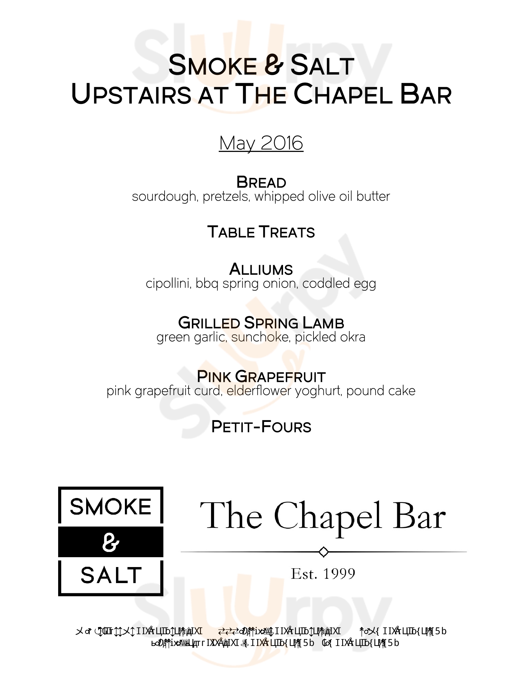 Main Menu - The Chapel Bar