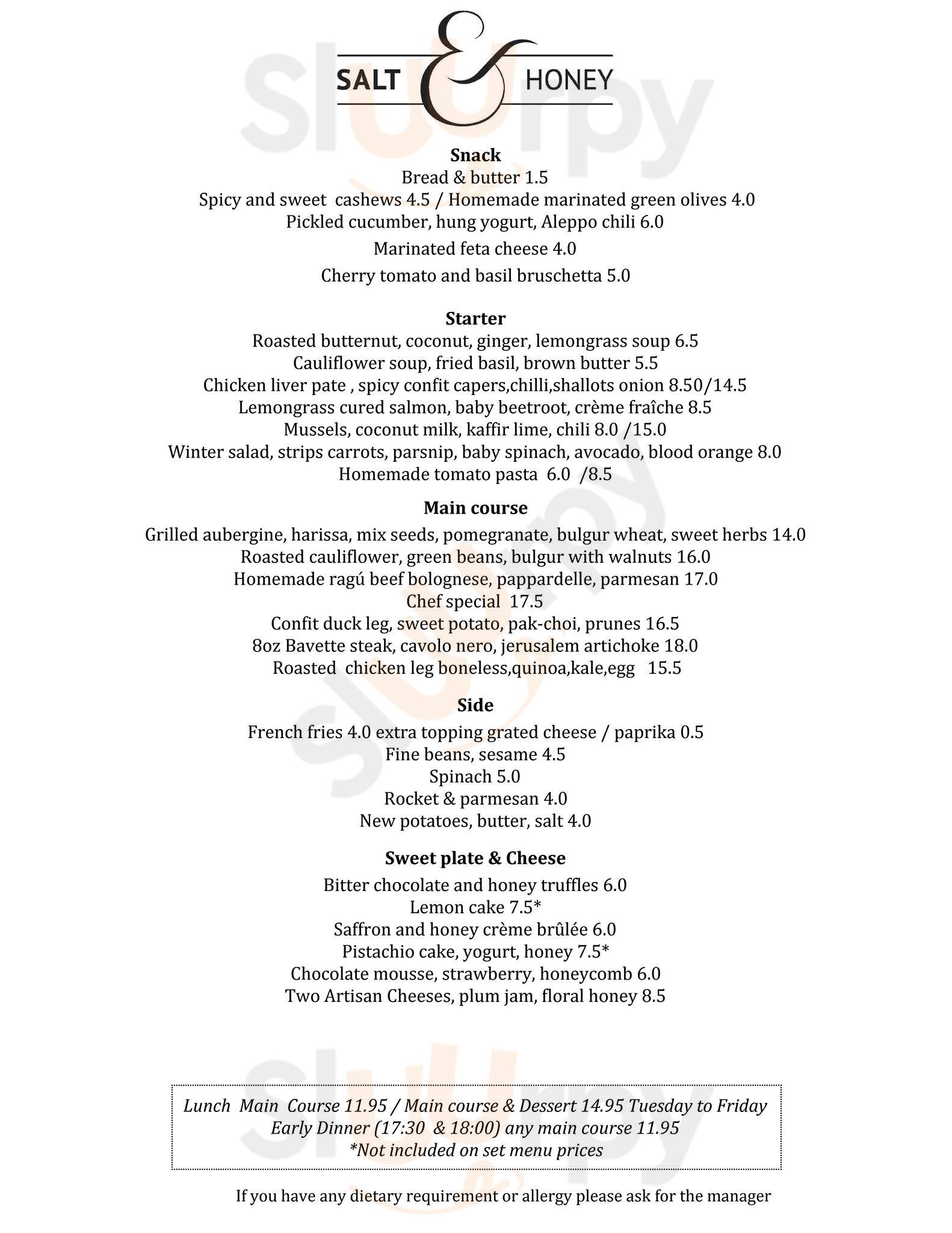 Main Menu - Salt & Honey Bistro