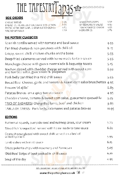 Main Menu - The Tapestry Tapas Bar