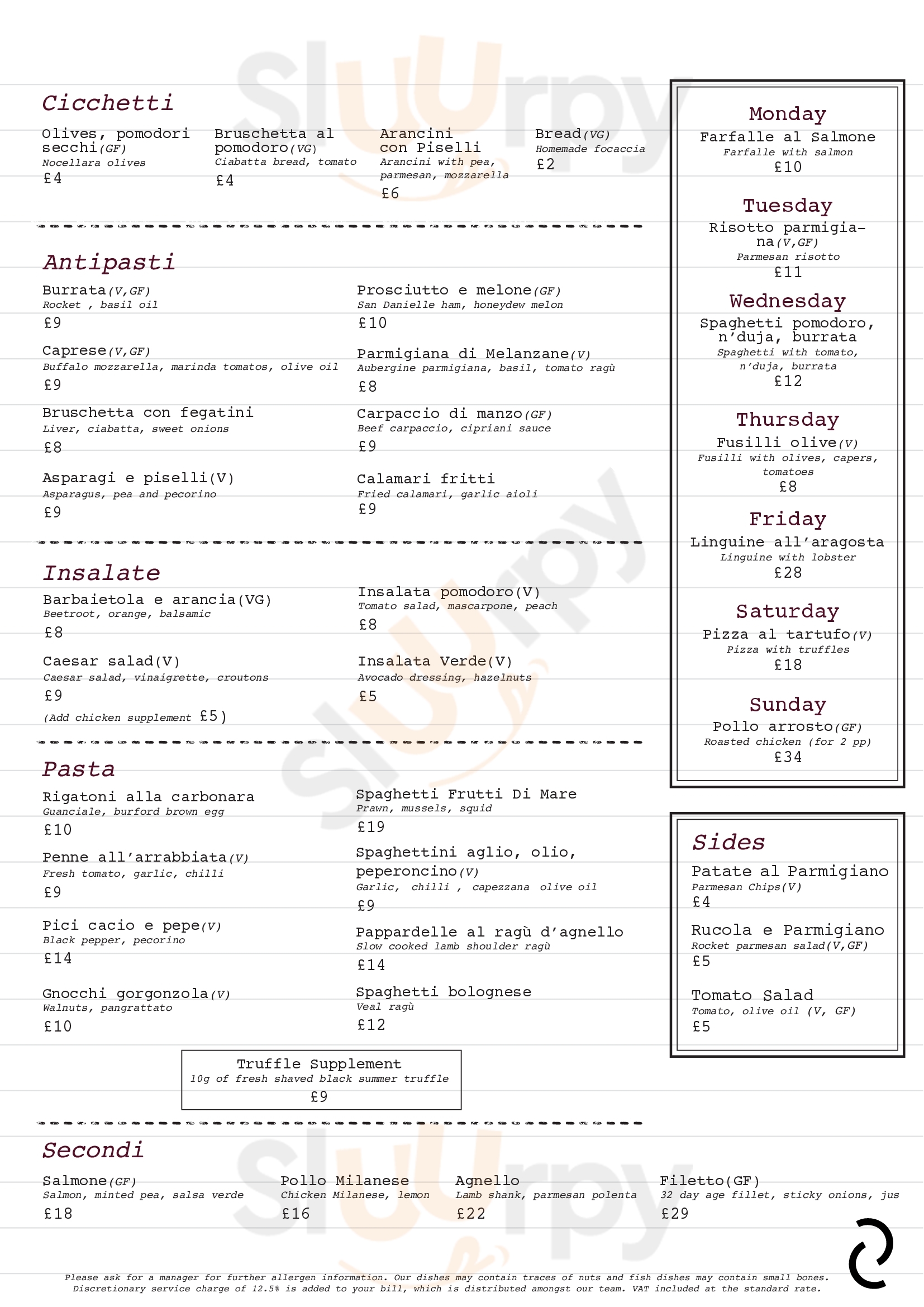 Caffe Cinquanta London Menu - 1