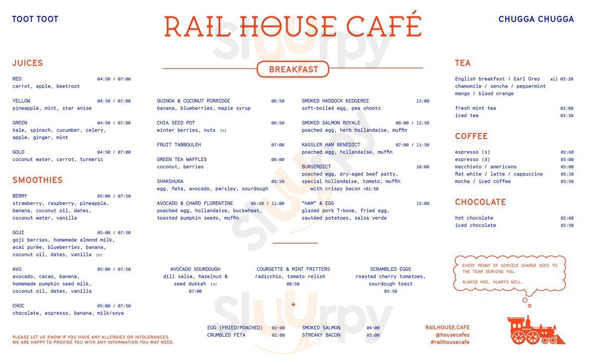 Main Menu - Rail House Victoria
