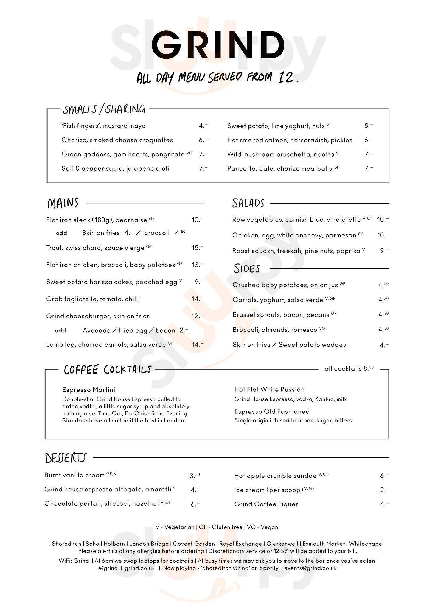 Main Menu - Shoreditch Grind