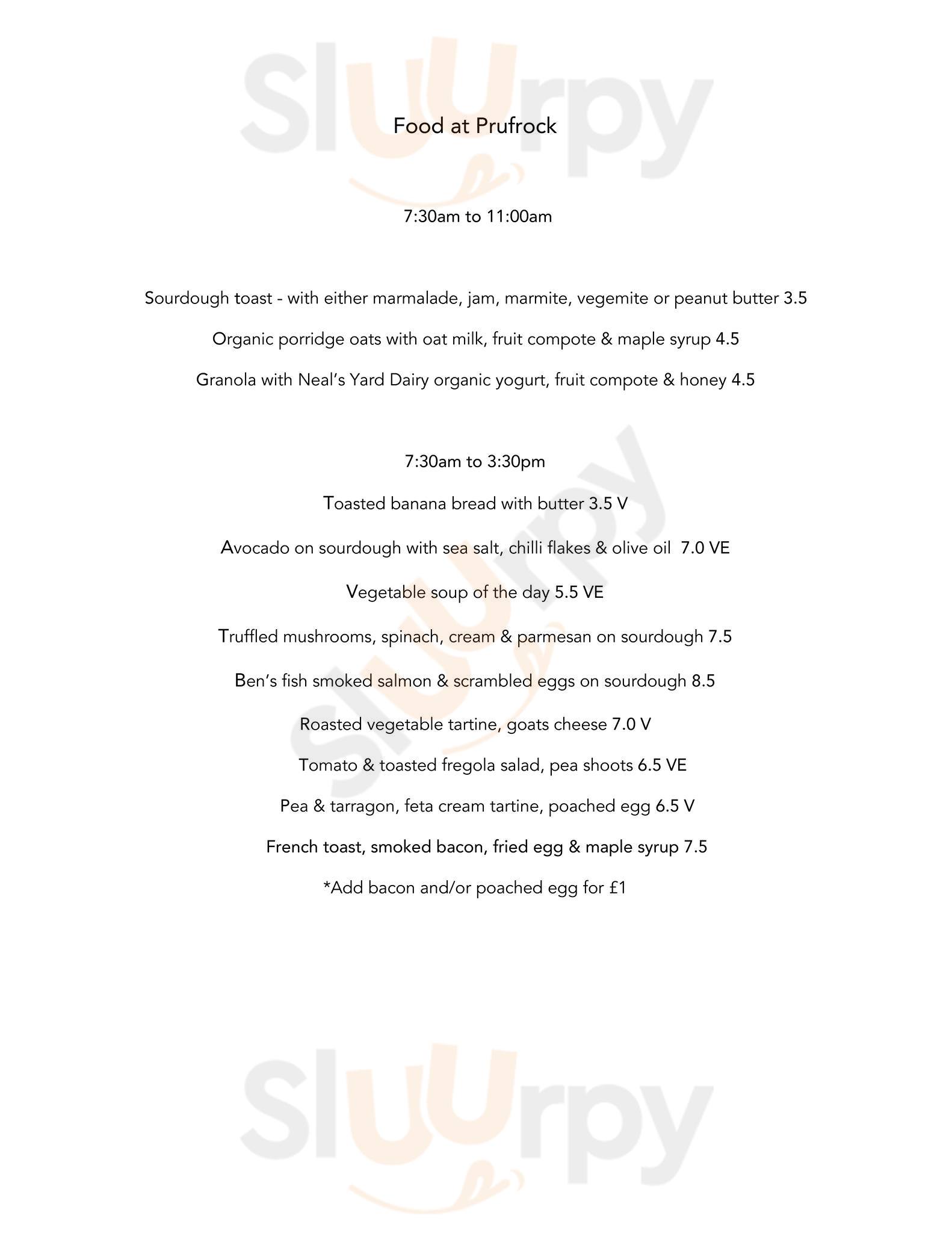 Main Menu - Prufrock Coffee